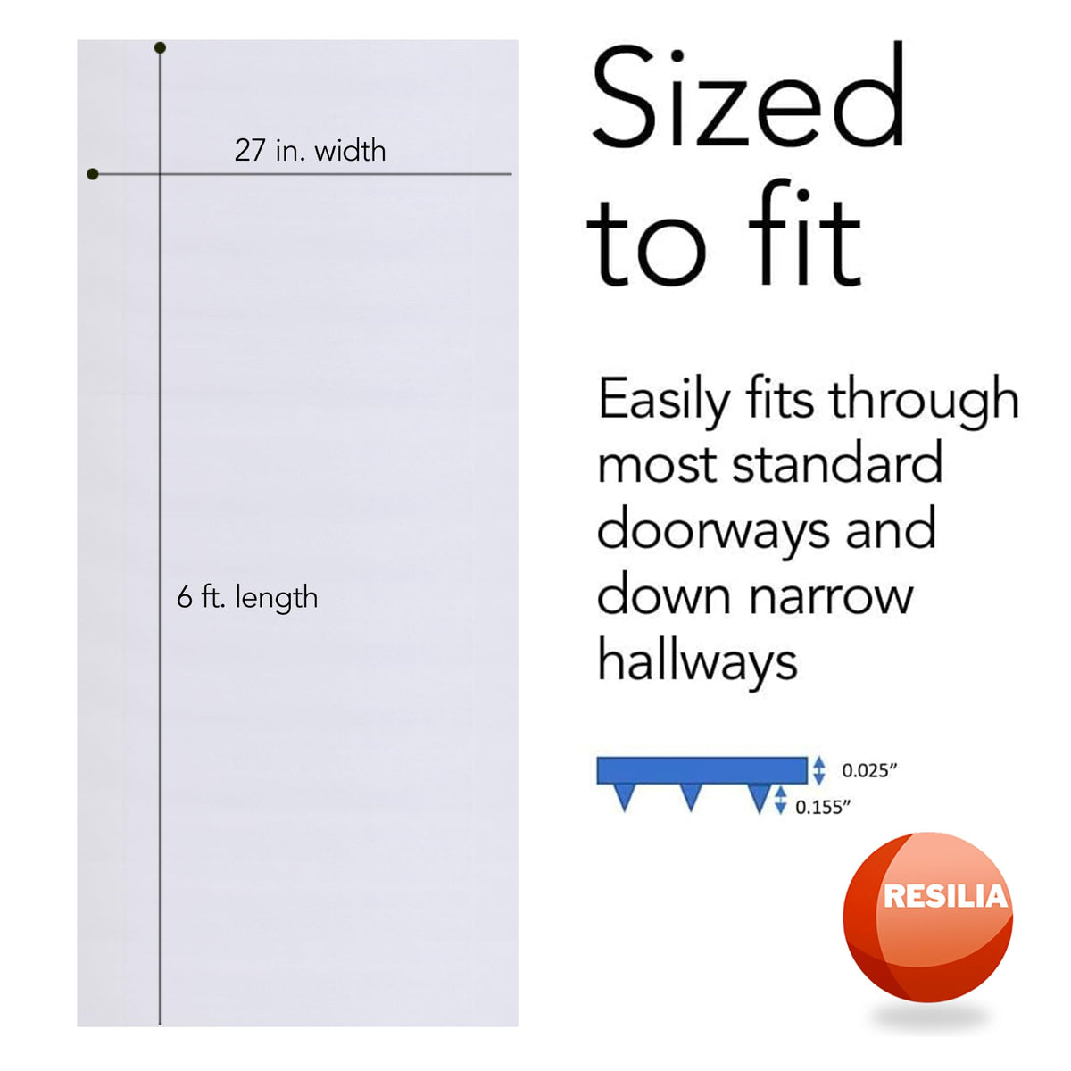RESILIA Low-Pile Carpet Runner - Non Slip Carpet & Rug Protection, Washable Clear Vinyl Floor Runners, 27 Inches Wide x 6 Feet Long, Made in The USA