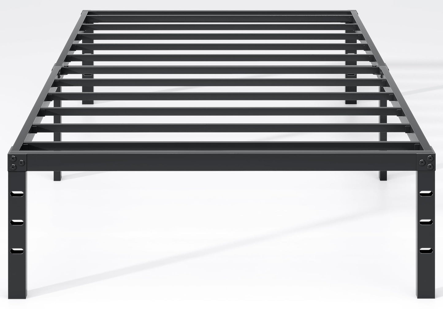 NEW JETO Metal Bed Frame,Twin Size Bed Frame with Storage Space,Heavy Duty Sturdy Mattress Foundation,Easy Assembly,No Box Spring Needed, Black,14 Inch,Twin