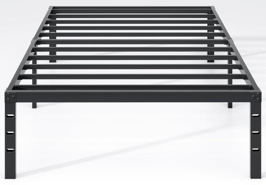 NEW JETO Metal Bed Frame,Twin Size Bed Frame with Storage Space,Heavy Duty Sturdy Mattress Foundation,Easy Assembly,No Box Spring Needed, Black,14 Inch,Twin