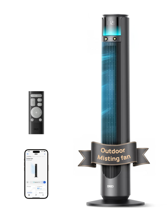 DREO TurboCool Outdoor Misting Fan 711AS, 33 ft/s High Velocity, 20dB Quiet