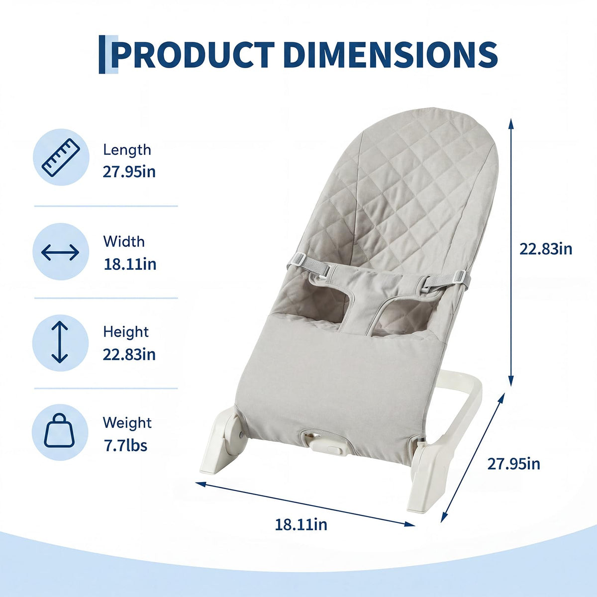 Aptliton Portable Baby Bouncer Seat for Infants 0-12 Months