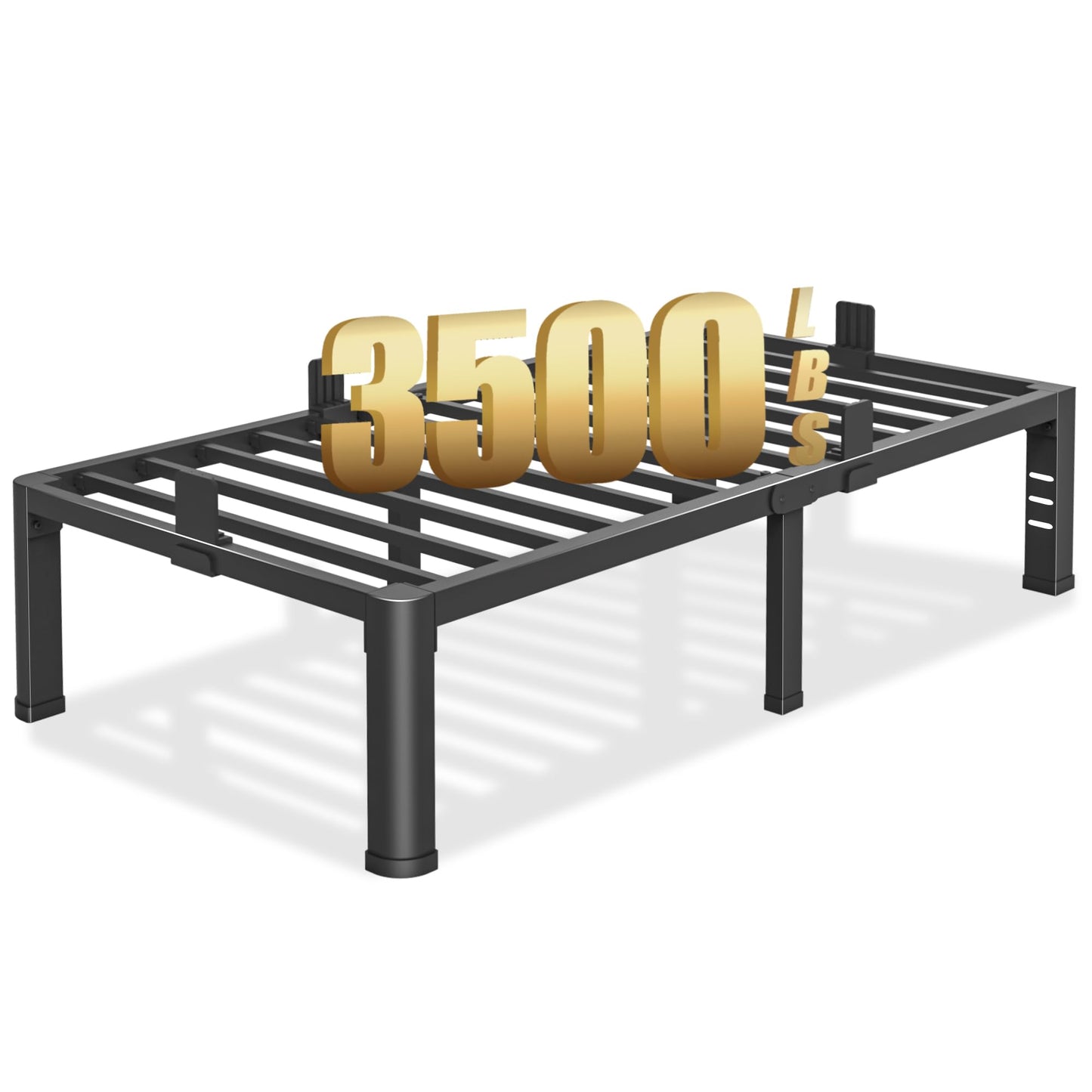 Yitong Angel 14 inch Twin XL Bed Frame with Rounded Corner Legs and Headboard Hole Mattress Slide Stopper 3500 LBS Heavy Duty Support Metal Platform,No Box Spring Needed, Noise Free,Easy Assembly