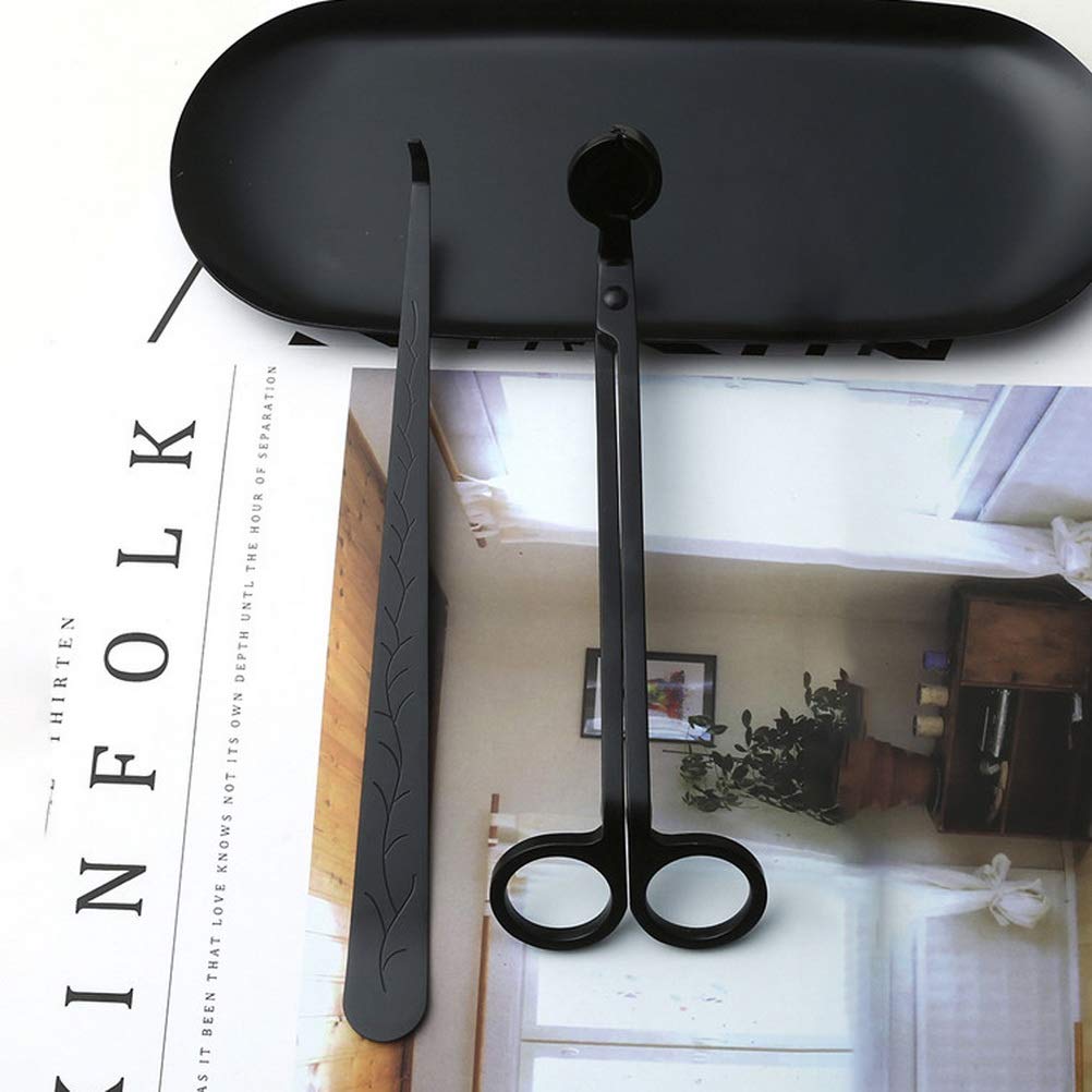 SUMAJUCandle Wick Trimmer and Dipper Set, Stainless Steel, Black