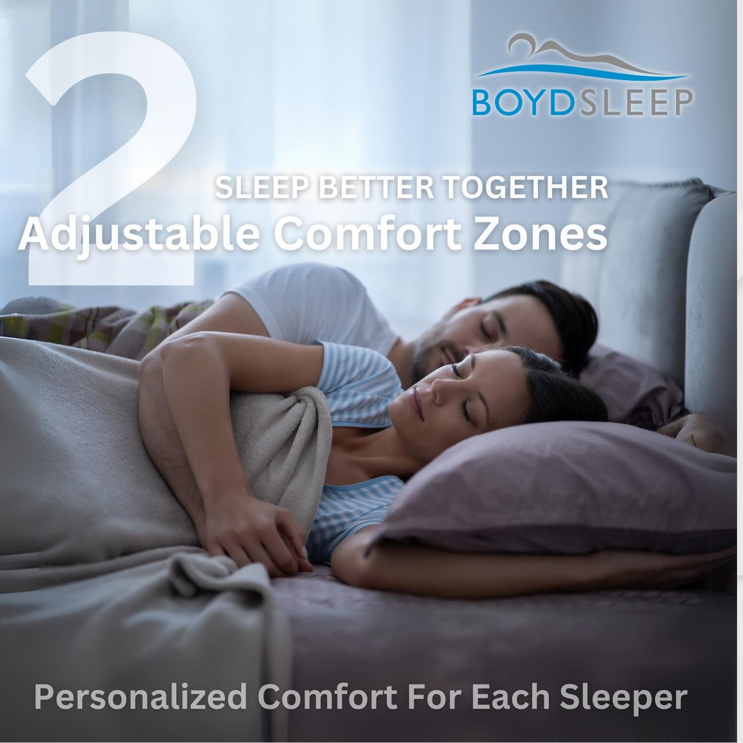 Boyd Sleep 11″ Smart Zone Mattress – Split-King Size, Dual-Chamber Adjustable Comfort & Firmness Control, Contouring Pressure Relief Foam Layer, Bed Only