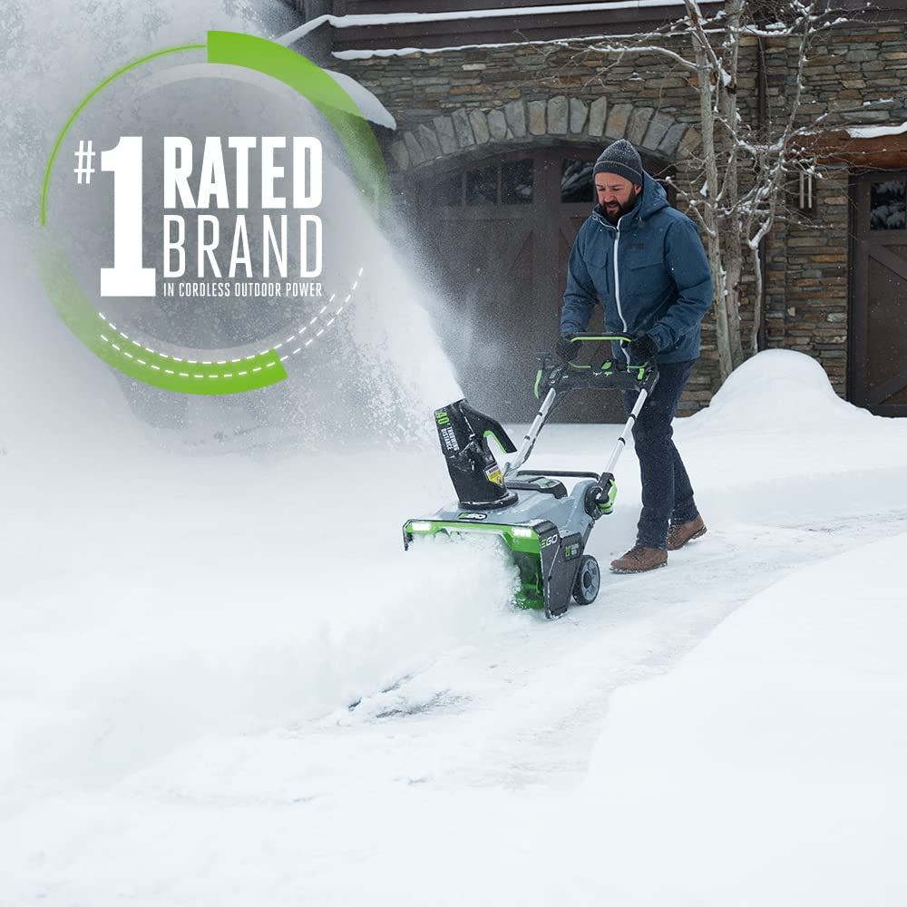EGO Power+ 21" Electric Snow Blower, Gray/Black, Cordless Steel Auger, Includes (2) 56V 5.0Ah Batteries and Dual Port Charger, SNT2112