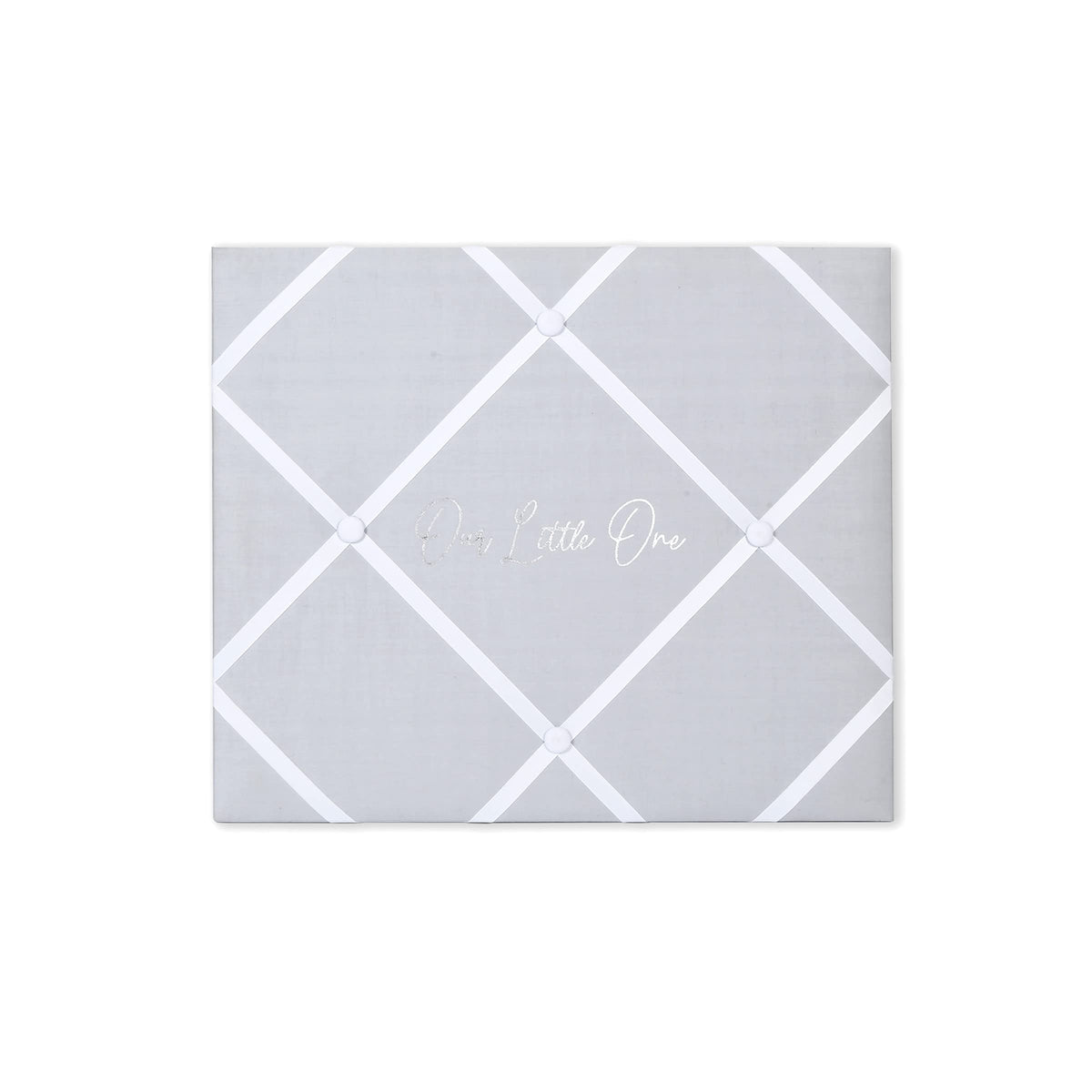 New View Gifts Little One 19' X 16' French Memo & Photo Board, Wall Photo Bulletin Board, White Linen Fabric
