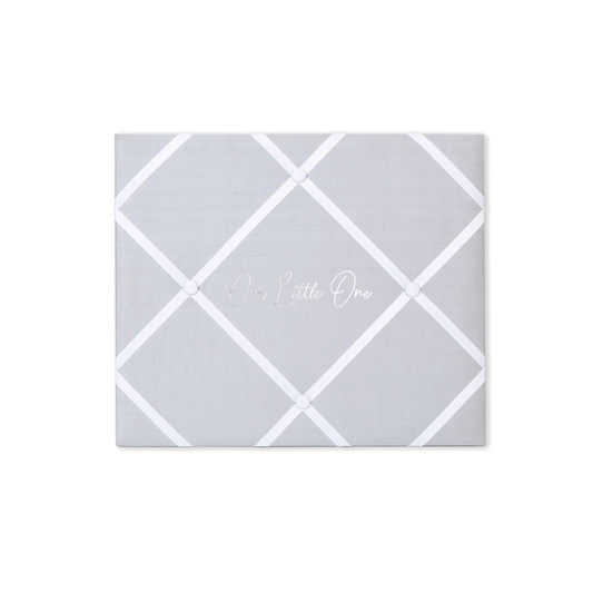 New View Gifts Little One 19' X 16' French Memo & Photo Board, Wall Photo Bulletin Board, White Linen Fabric