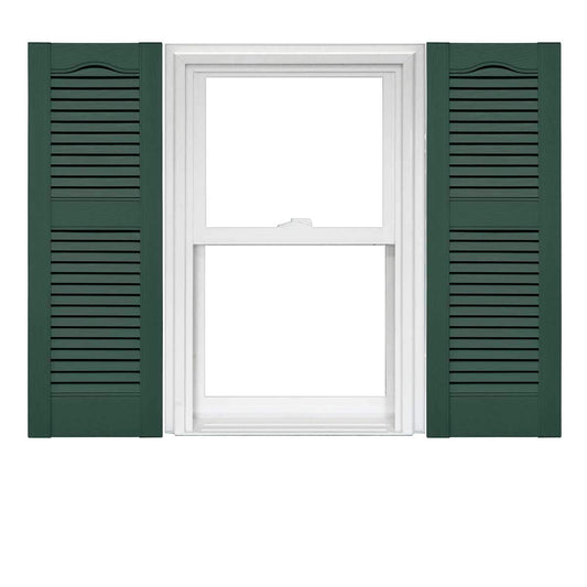 Mid America Open Louver Vinyl Shutters 14.5 x 55 Inch (1 Pair) 028 Forest Green with Mounting Hardware