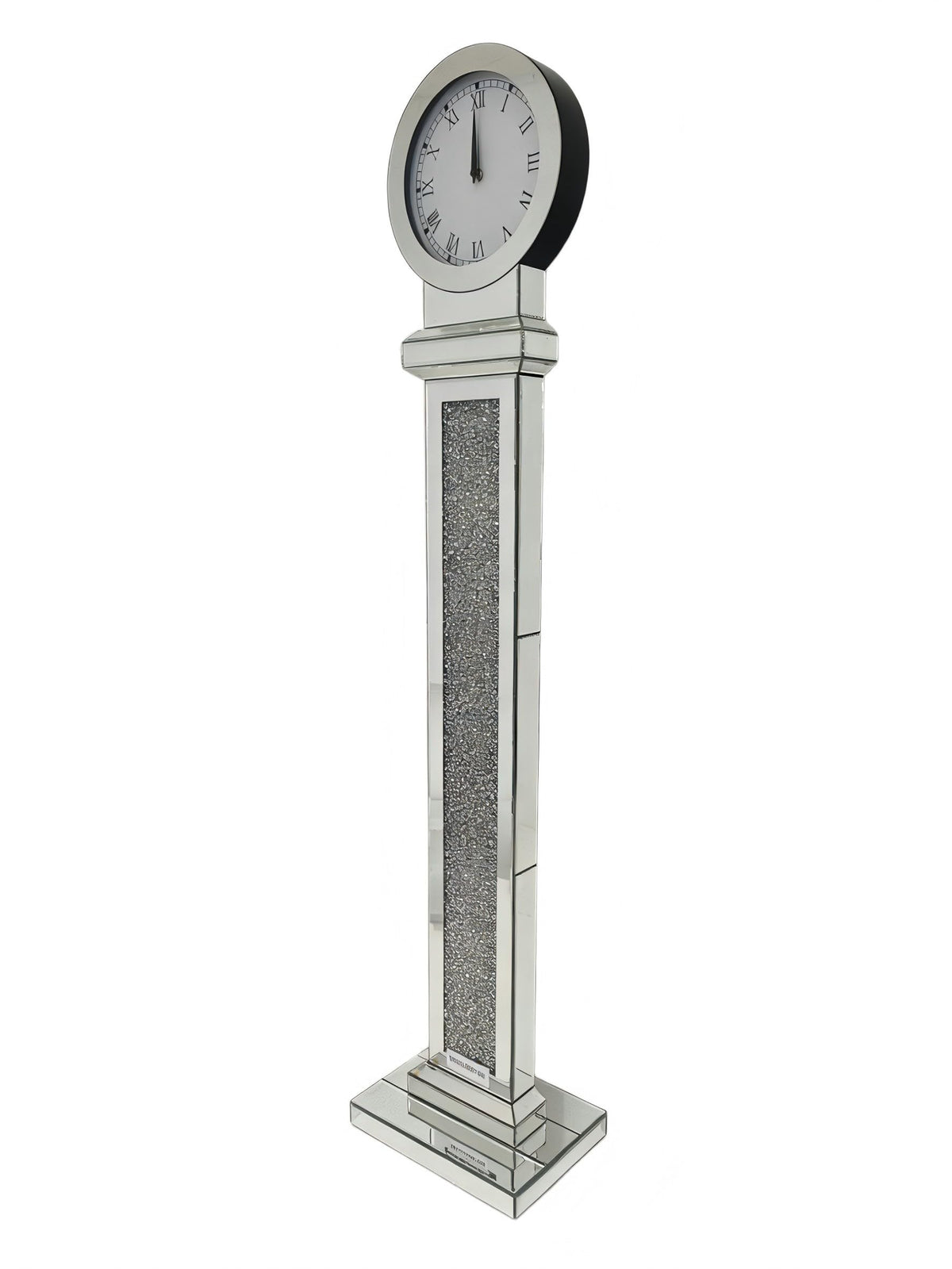 blingworld Mirrored Floor Clock, 59" Tall Standing Clock with Crystal Inlay