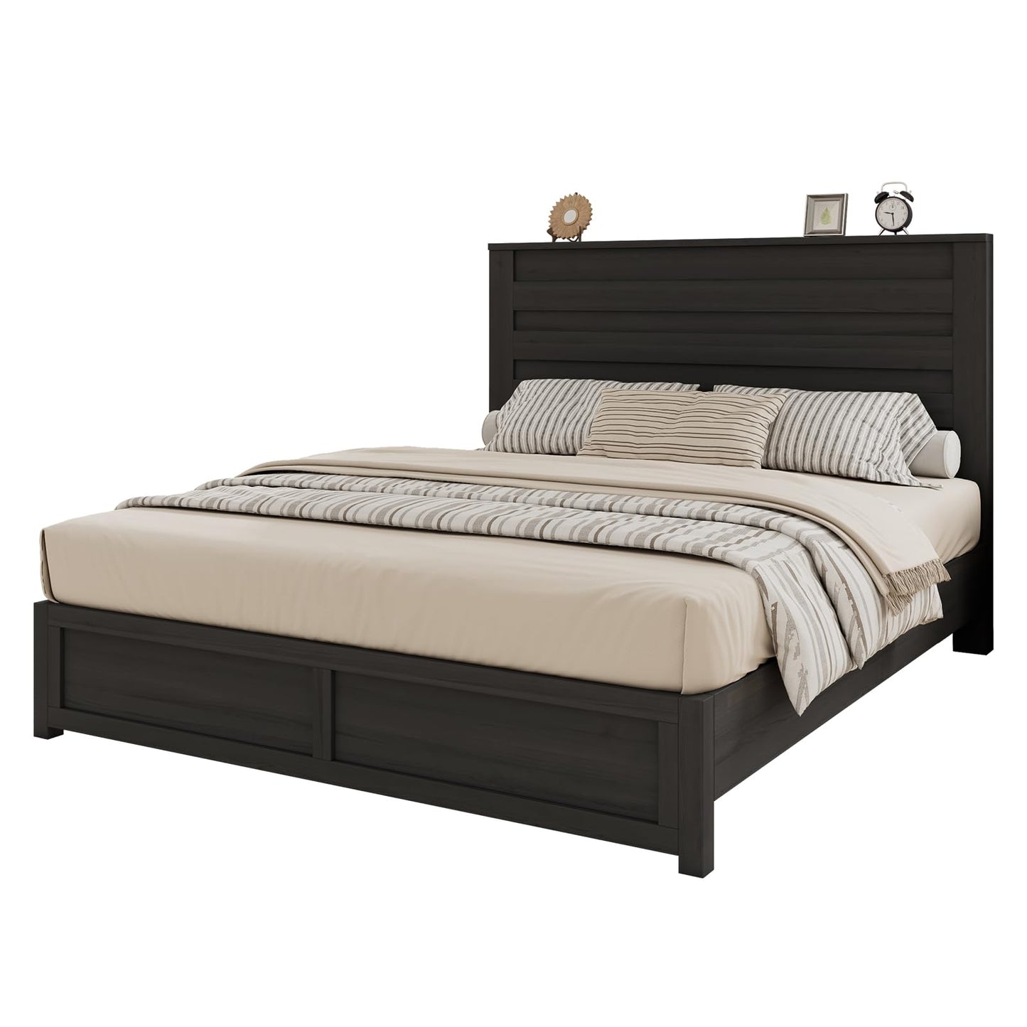 Albott Farmhouse Queen Platform Bed with 49" Headboard & Footboard
