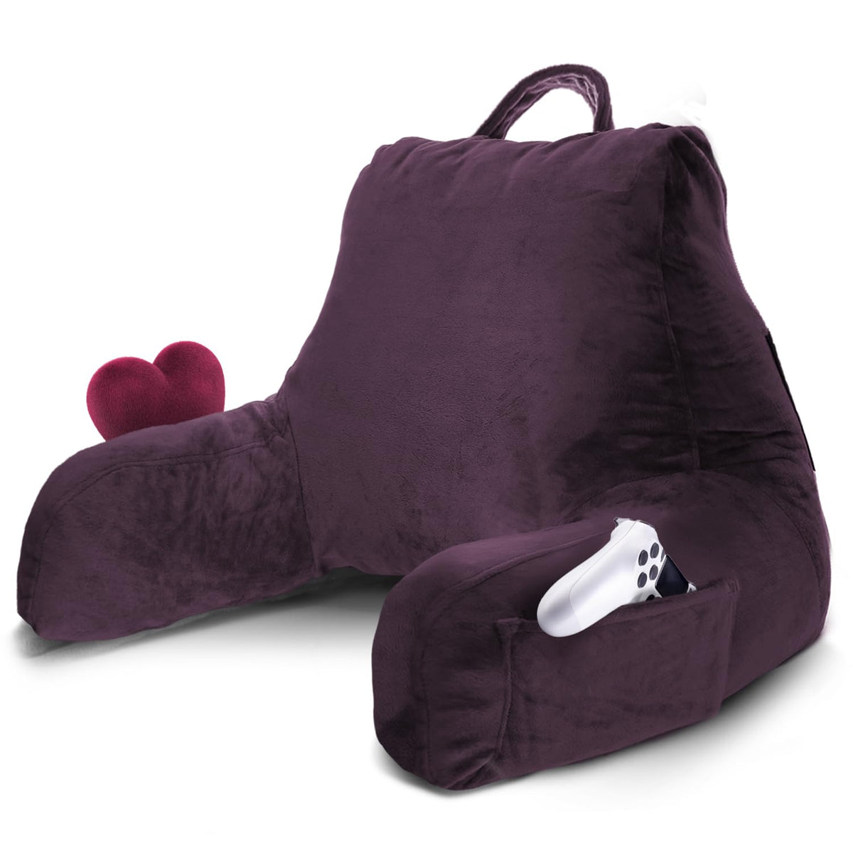 Nestl Reading Pillow for Bed, Back Pillow for Sitting Up in Bed, Purple