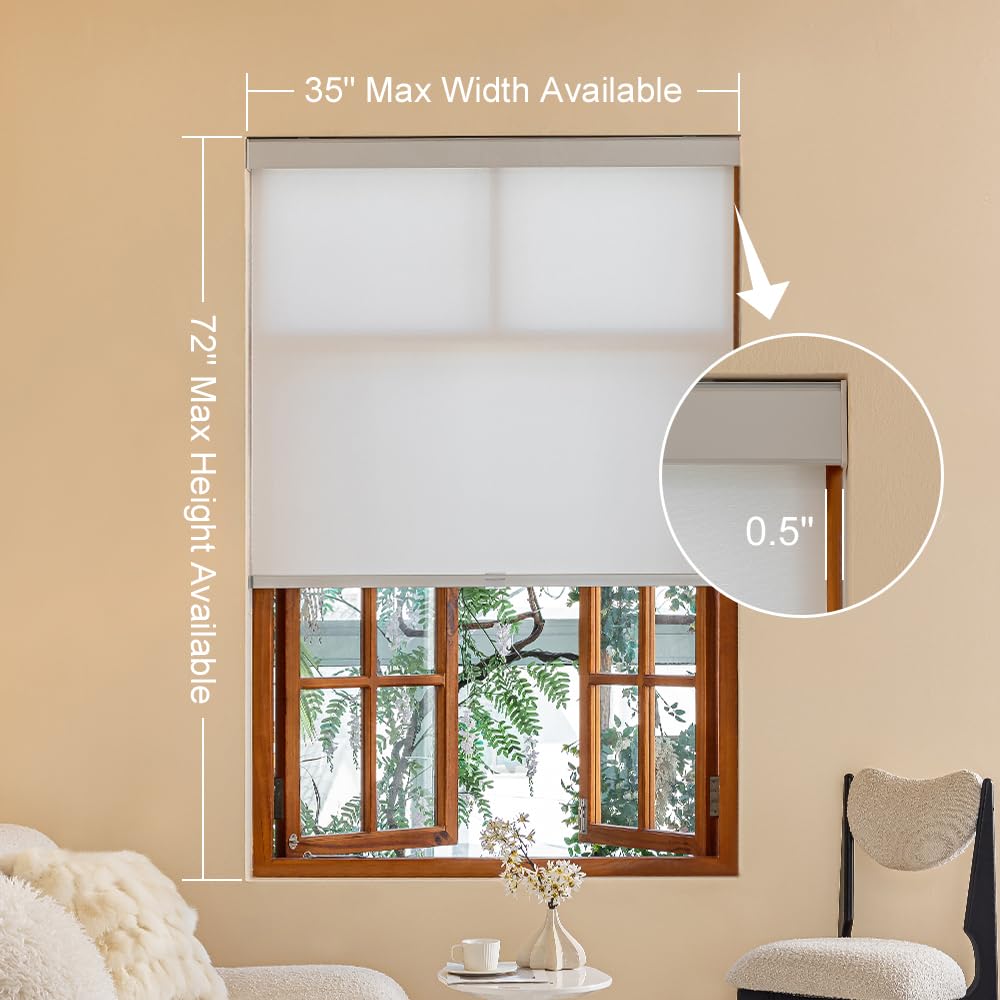 INZEBRIGH Cordless Roller Shades Free Stop Room Darkening Window Blinds