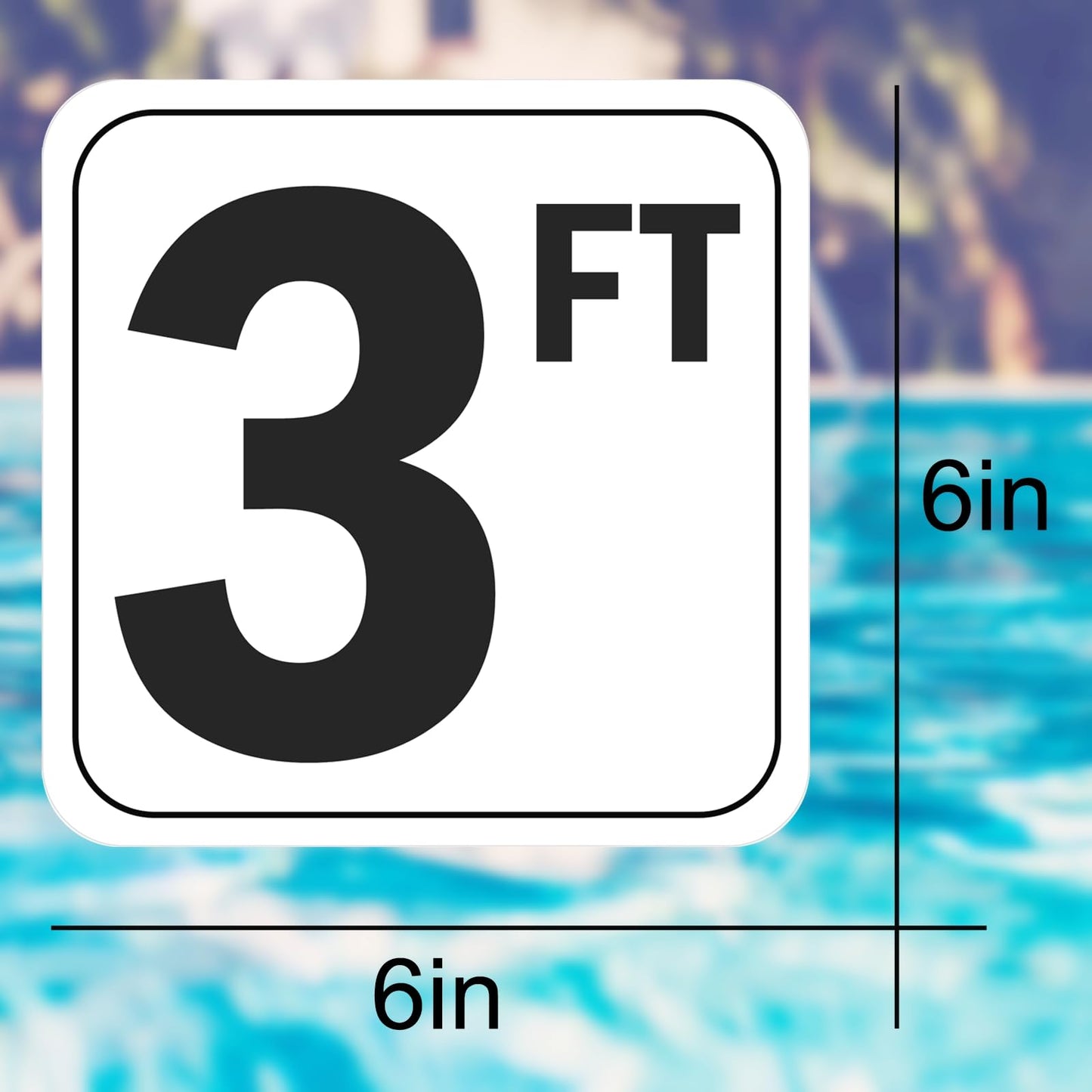8FT Pool Depth Stickers (2 Pack), Anti-Slip Vinyl Markers - 6x6 Inches, Waterproof, Safety Number Signage for Swimming Pool Decks
