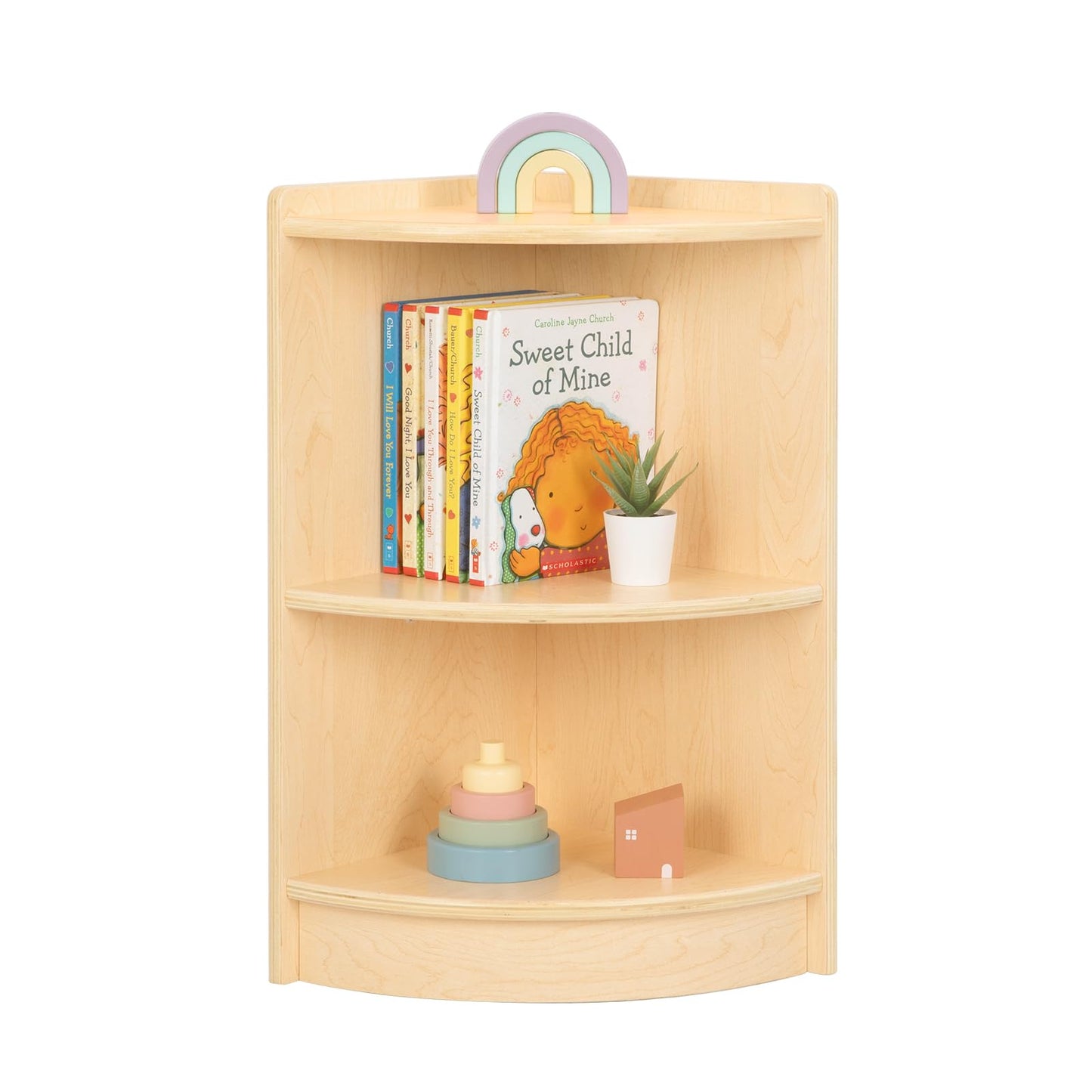 OOOK Wood Corner Cabinet, 2-Tier Toy Organizers and Storage, Montessori Shelf for Kids Room, Playroom, Nursery, Classroom, Kindergarten