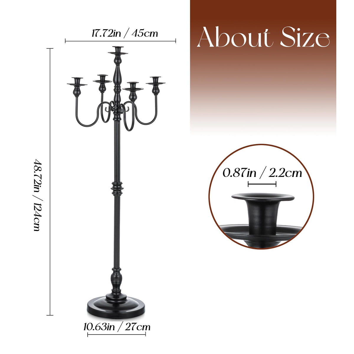 Candeldo 48 Inches Black Floor Candelabra Halloween Decorations Set of 2