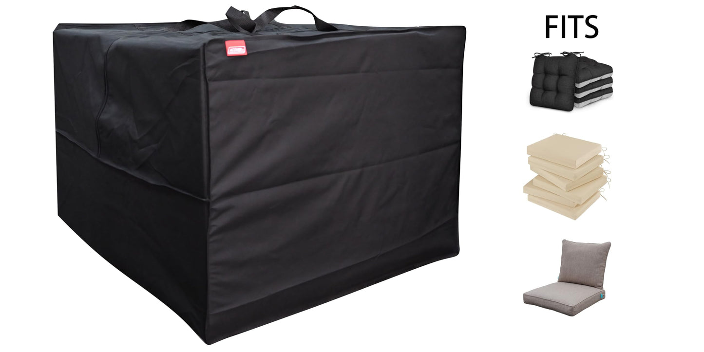acoveritt Outdoor Square Cushion/Cover Storage Bag, Protective Zippered Storage Bags with Handles, 32''L x 32''W x 24''H Black