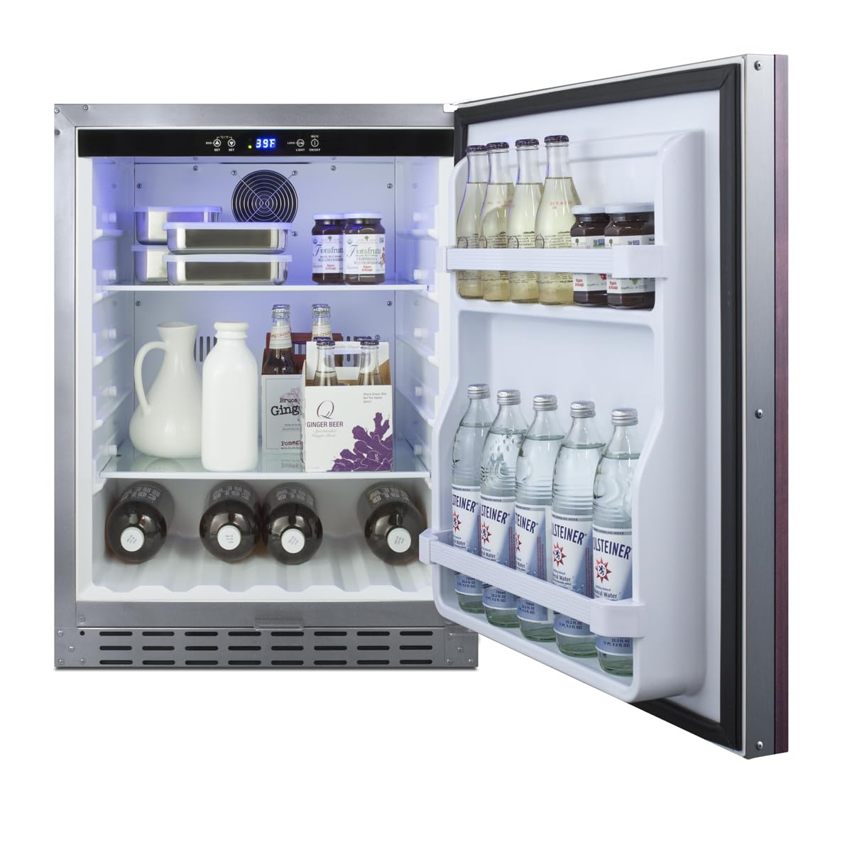 Summit 24” Refrigerator, Built-in, Outdoor Refrigerator, 4.2 cu.ft. Capacity, ADA Compliant, Stainless Steel Cabinet, Panel Ready Door*- AL55OSCSSIF (Panels Not Included)