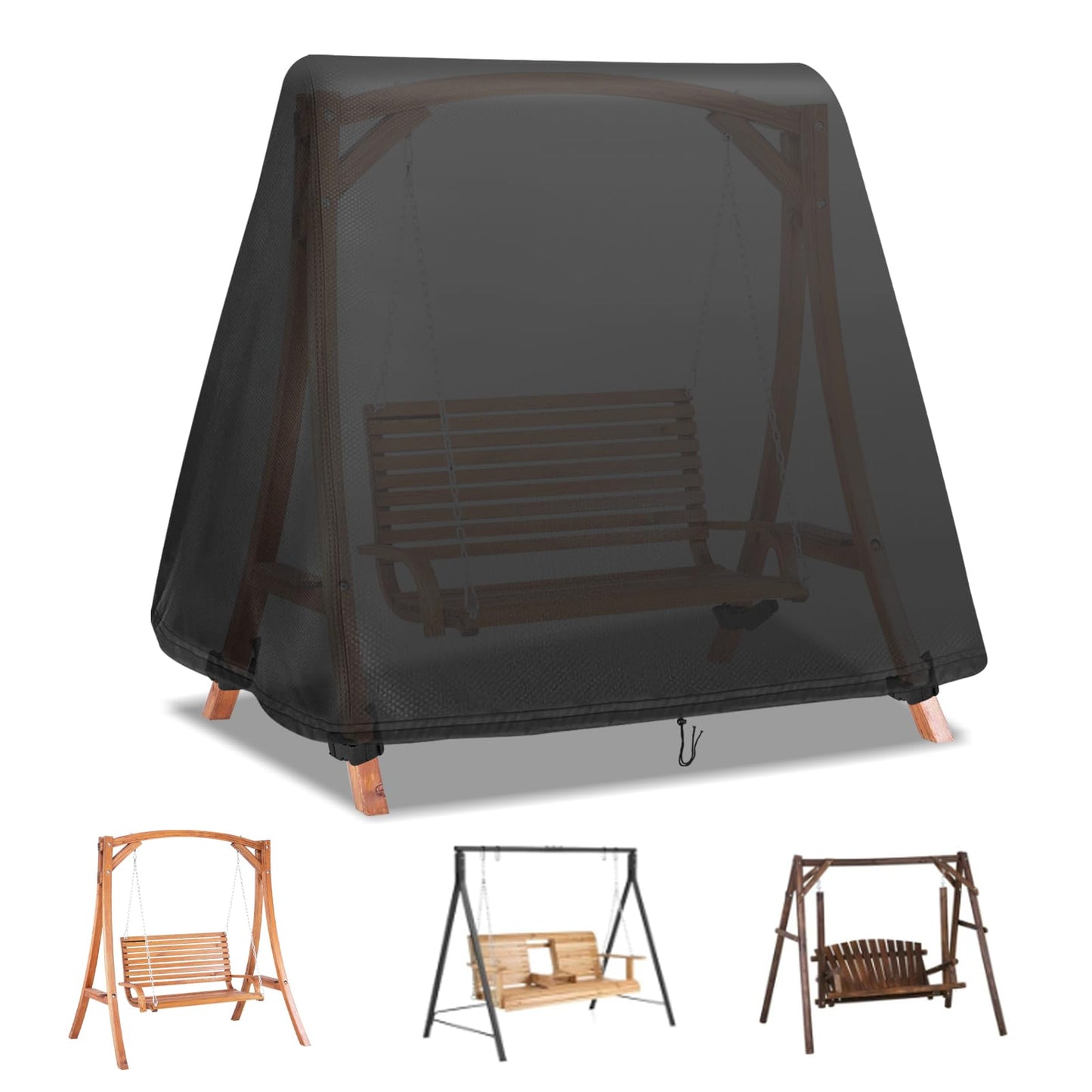Fizentia Swing Cover,Waterproof 72 Inch Covers for A Frame Patio Porch Swings,Outdoor Glider Hammock Swing-Covers Windproof and Sun Protect with Drawstring and Buckles (Only-Cover)