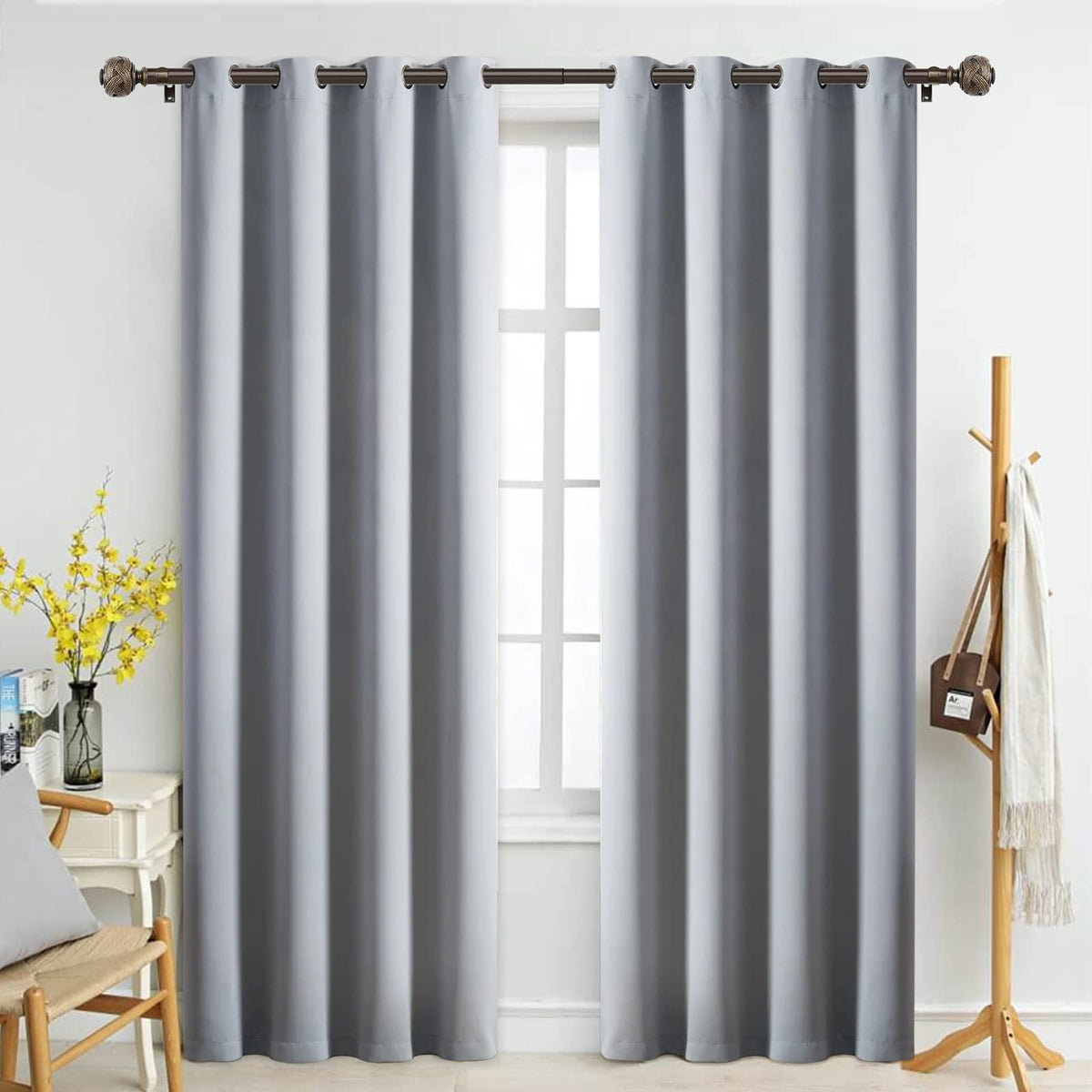 USFOOK Window Treatment Finials for 1 or 7/8 Inch Curtain Rods, Bronze Drapery Rods Replacement Finials with M6 Screws, Woven Leaf Pattern, 2 Pack