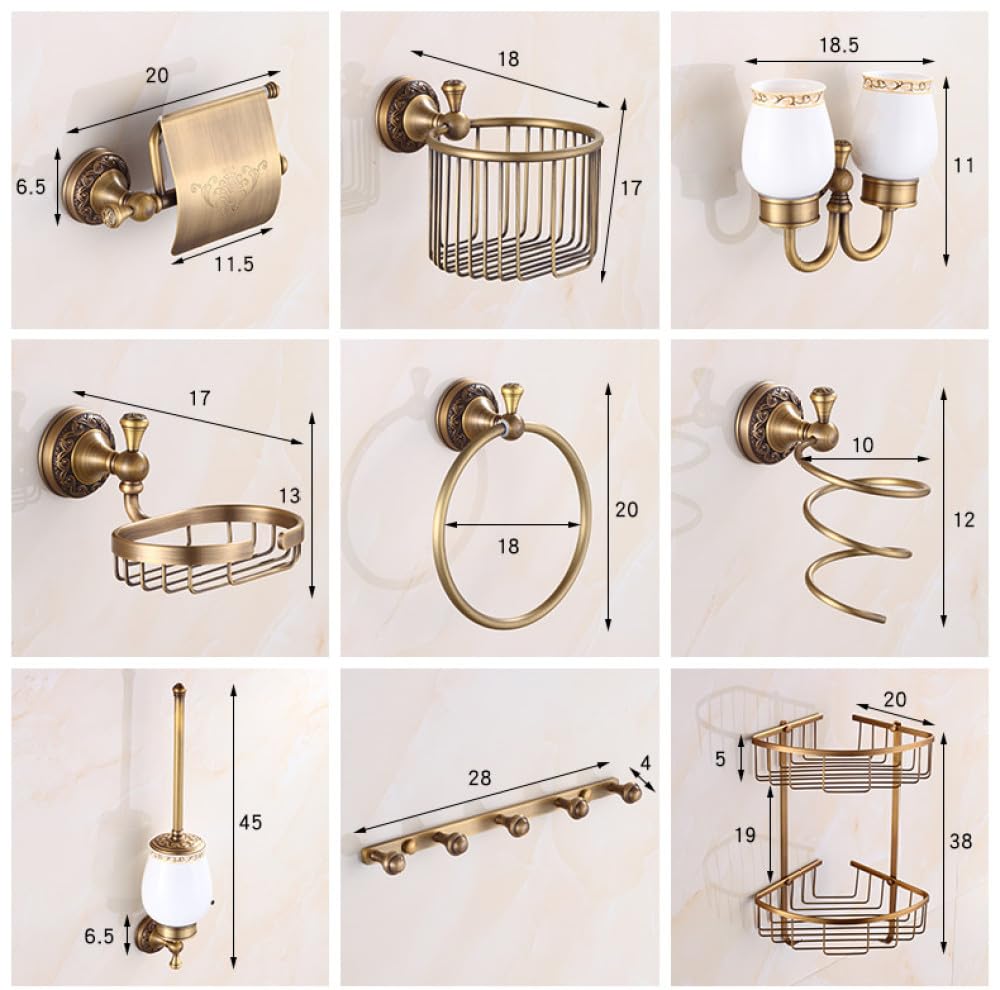 Classic Antique Bronze Bathroom Accessories Set,10 Pieces Set, A,A