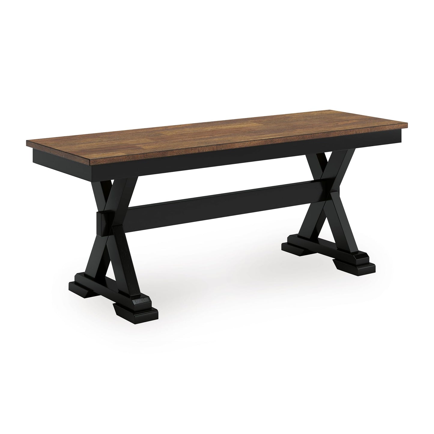 Signature Design by Ashley Wildenauer Dining Bench, 48 Inch Farmhouse Two Tone Wooden Seating with Solid Wood Frame, Mango Veneer and MDF Substrate Seat, Casual Entryway or Kitchen Use, Brown/Black