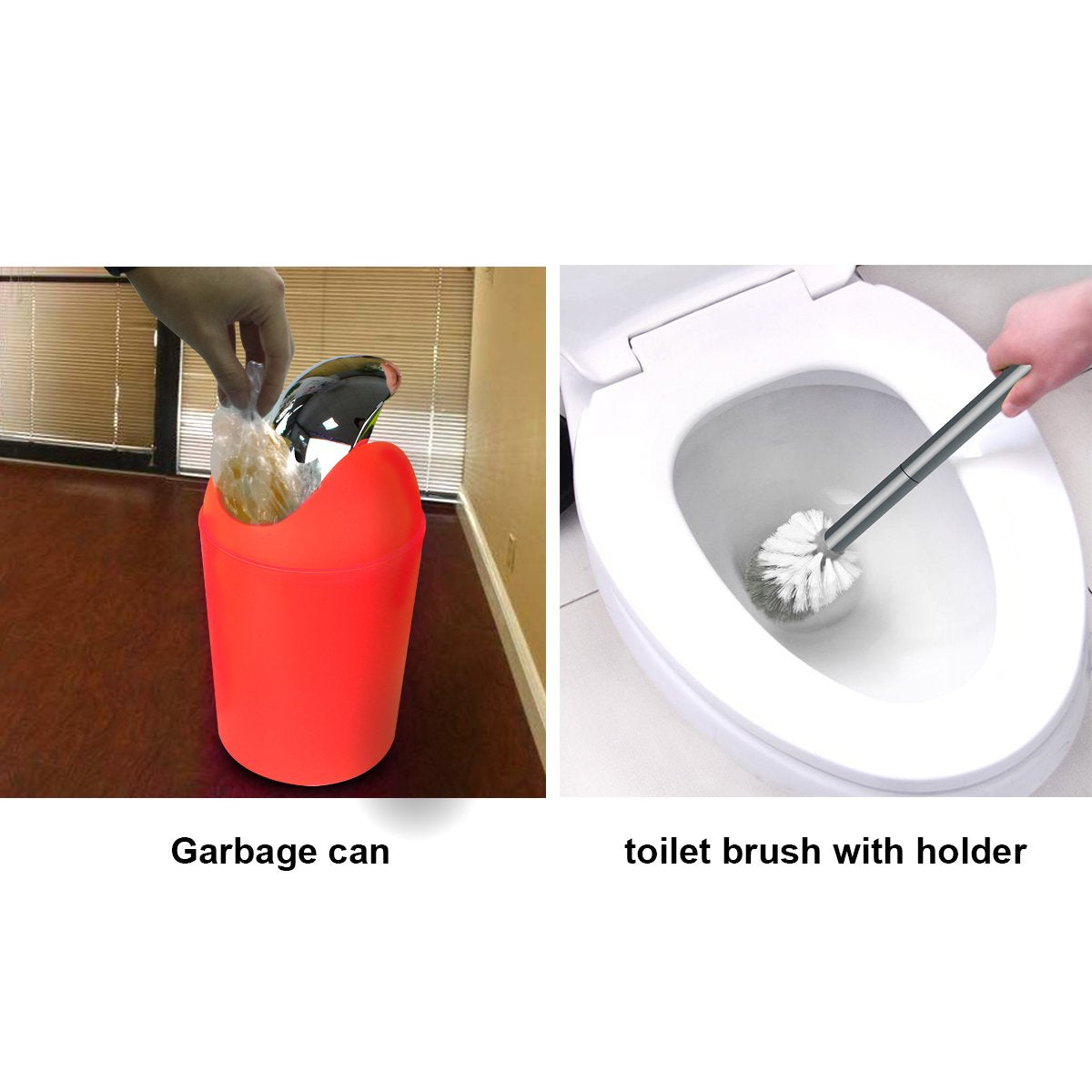 Bathroom Accessories Set, 6-Piece Plastic Gift Set, Toothbrush Holder, Toothbrush Cup, Soap Dispenser, Soap Dish, Toilet Brush Holder, Trash Can (RED)