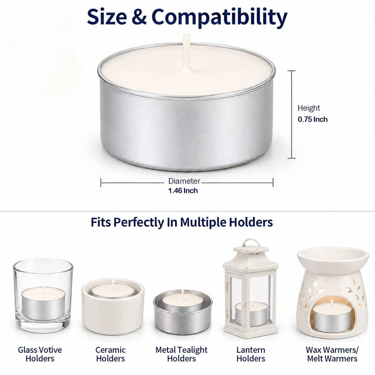 Tea Lights Candles 100 Pack, 6-7 Hours Long Burning Unscented White Candle