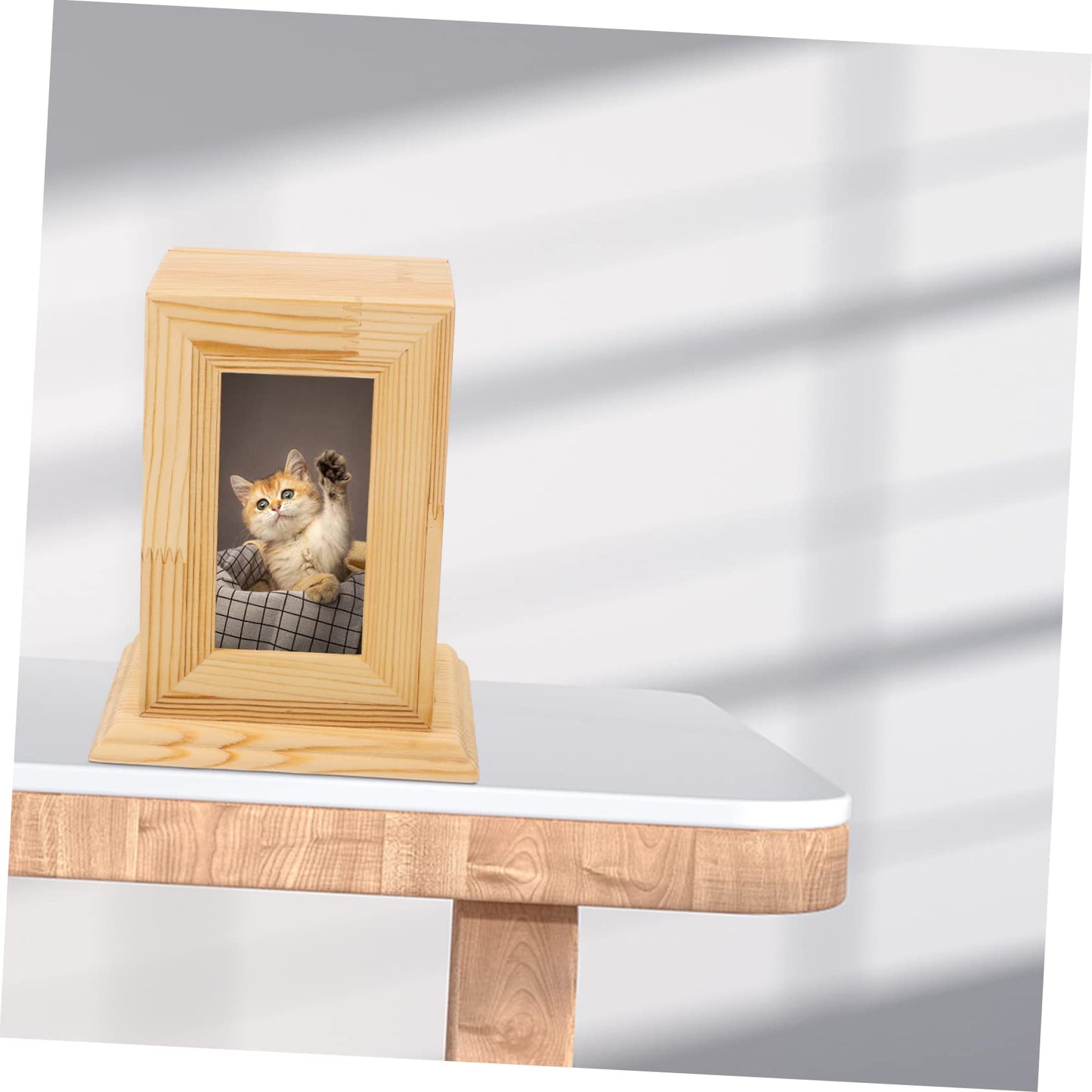 BESPORTBLE Cat Cremation Ashes Memorial Urn Wooden Pet Ash Container Photo Frame Portable Design for Remembrance and Healing