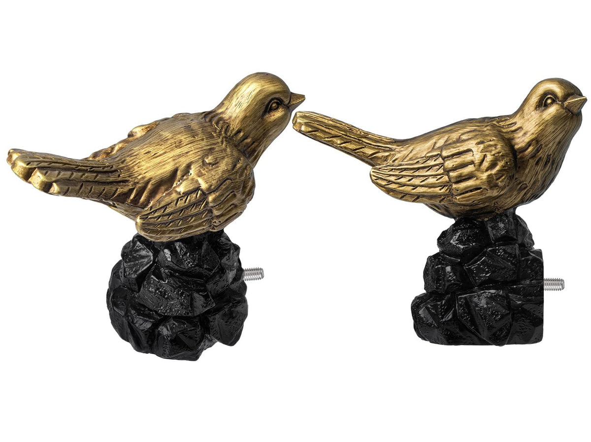 KVEEO 1 or 7/8 Inch Bird-Shaped Decorative Finials for Curtain Rods,Curtain Rod Ends Metal Curtain Rod Finials Ends Easy to Install Set of 2 Rod End (Gold)