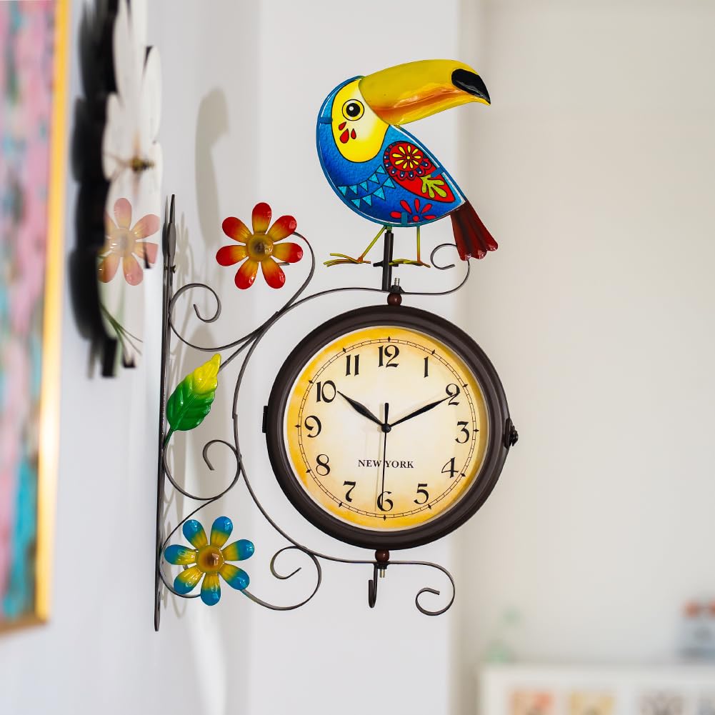 HOBYLUBY Vintage Indoor Outdoor Clock，Double Sided Wall Clock