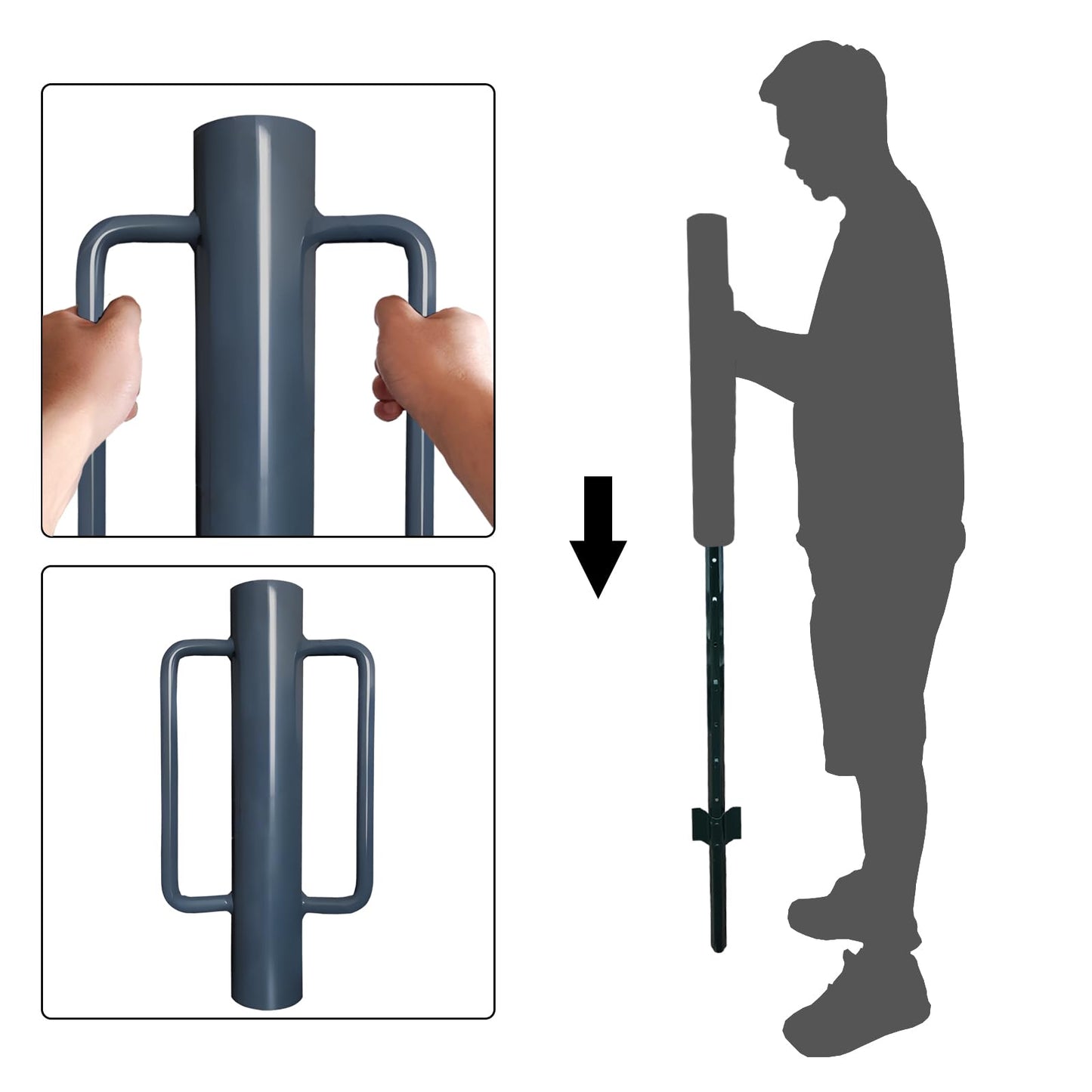 Thealyn Fence Post Driver 17 Inch 12LB Metal T Post Driver with Handles Heavy Duty T Post Driver Post Pounder for T-Posts, U Channel, Metal Post and Sign Post Pole Driver Tool