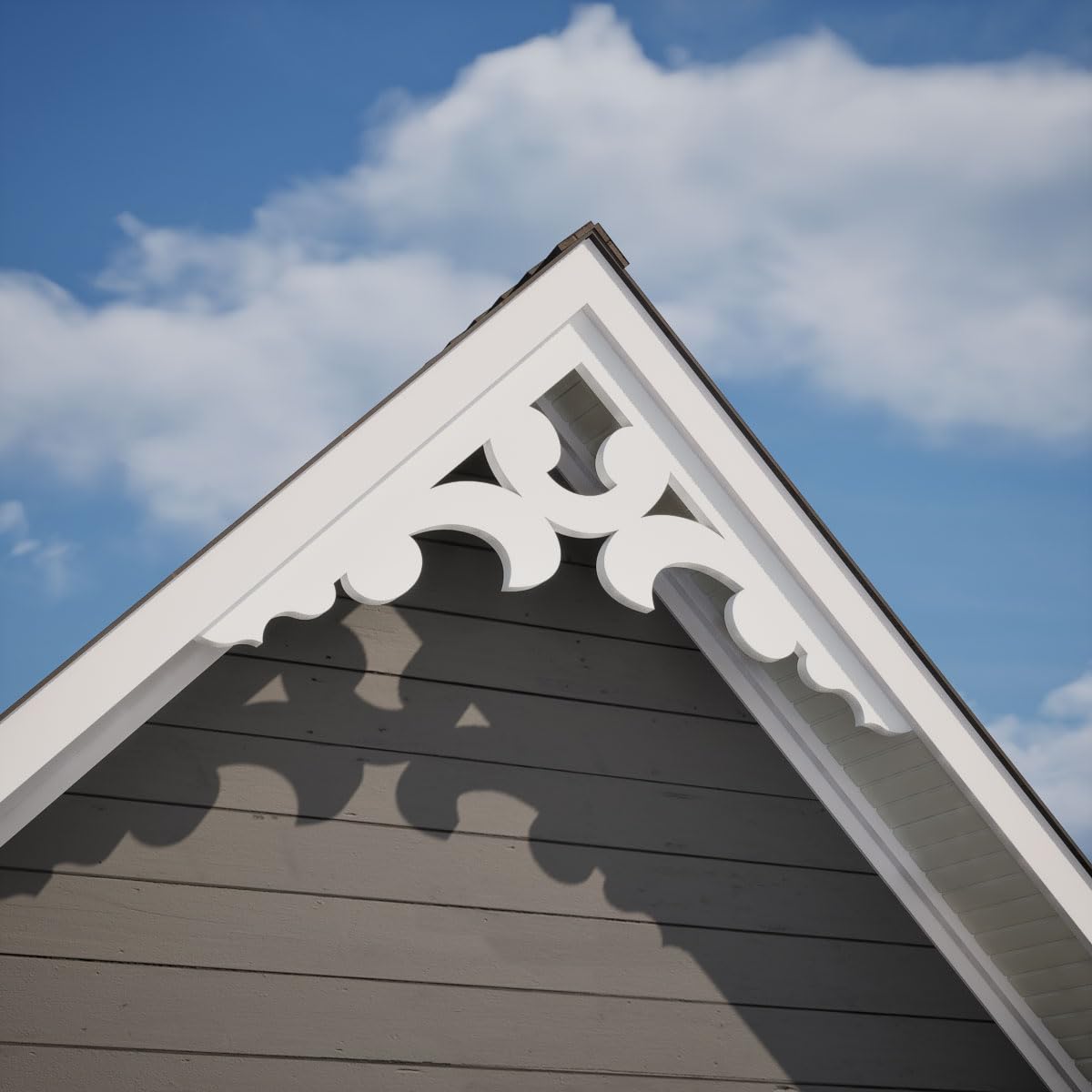 Ekena Millwork GPP048X024X100VIE Vienna Architectural Grade PVC Gable Pediments, 48"W x 24"H x 1"P (12/12) Pitch