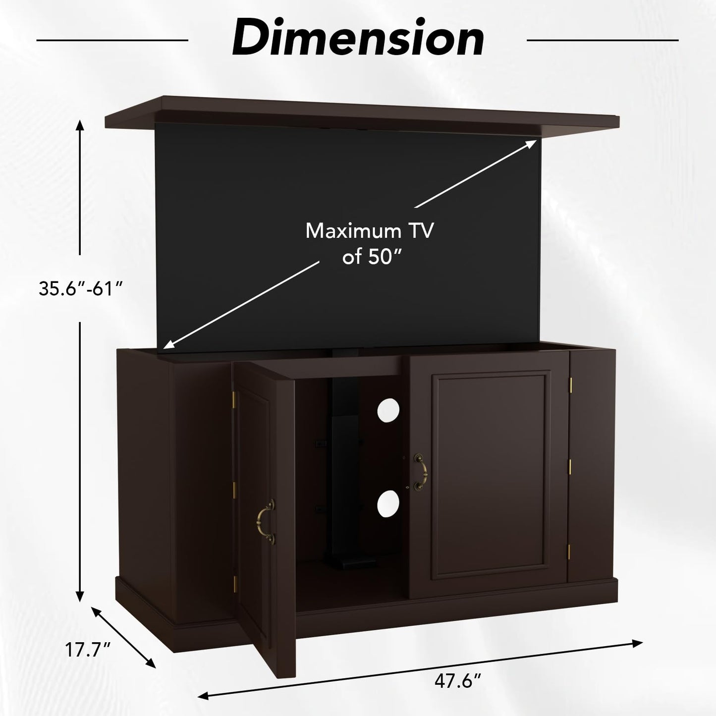 TV Lift Cabinet for 32-50” TVs, Hidden Motorized Indoor/Outdoor TV Cabinet with Remote Control, Lifting Indoor TV Stand with Motorized Vertical Stand Lift，End of Bed TV Stand