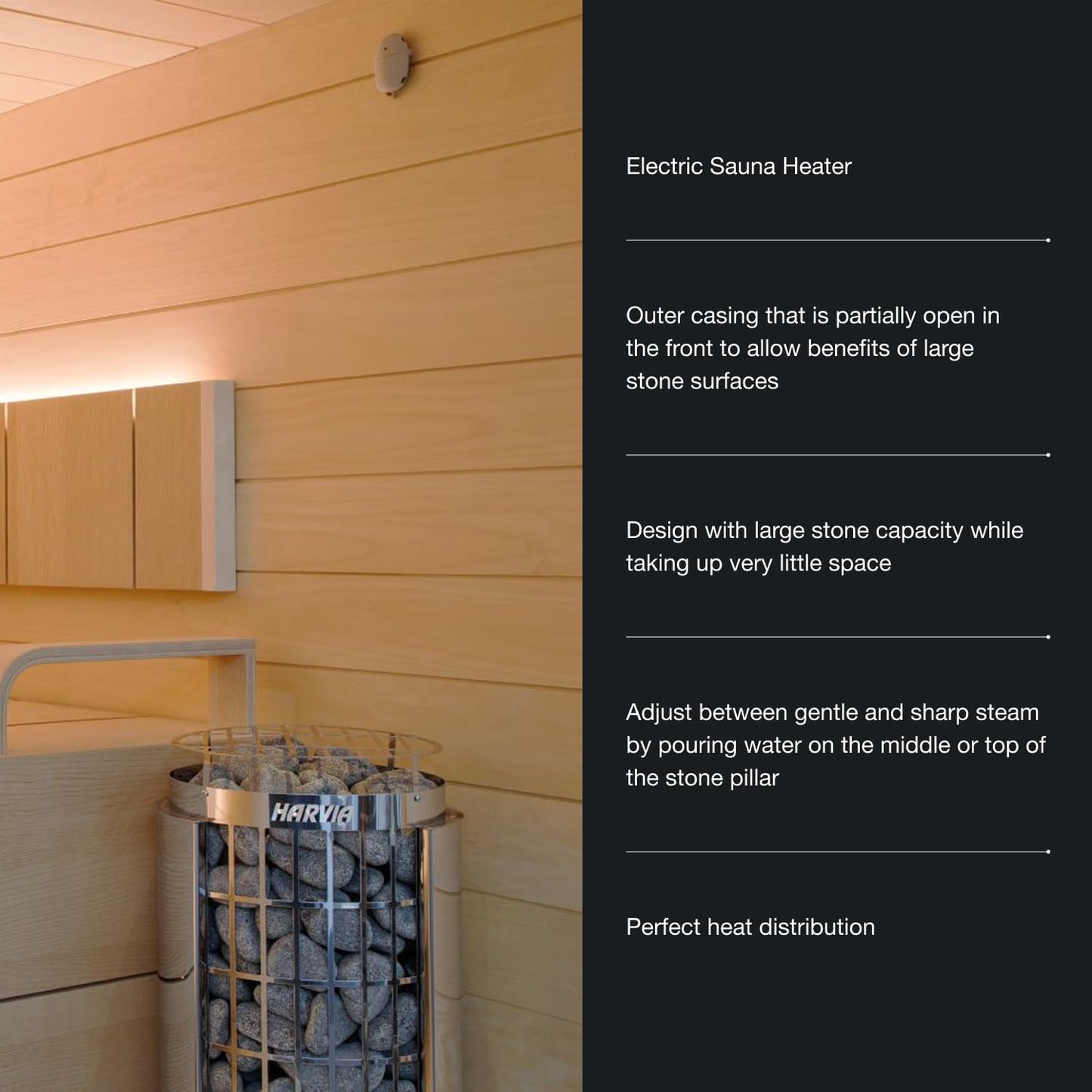 Harvia Cilindro 220v Sauna Heater, Electric Sauna Stove with Open Front Design, Large Stone Surface & Capacity for Sauna Rocks, Wet or Dry Saunas, Includes Stones (9kW - Digital)