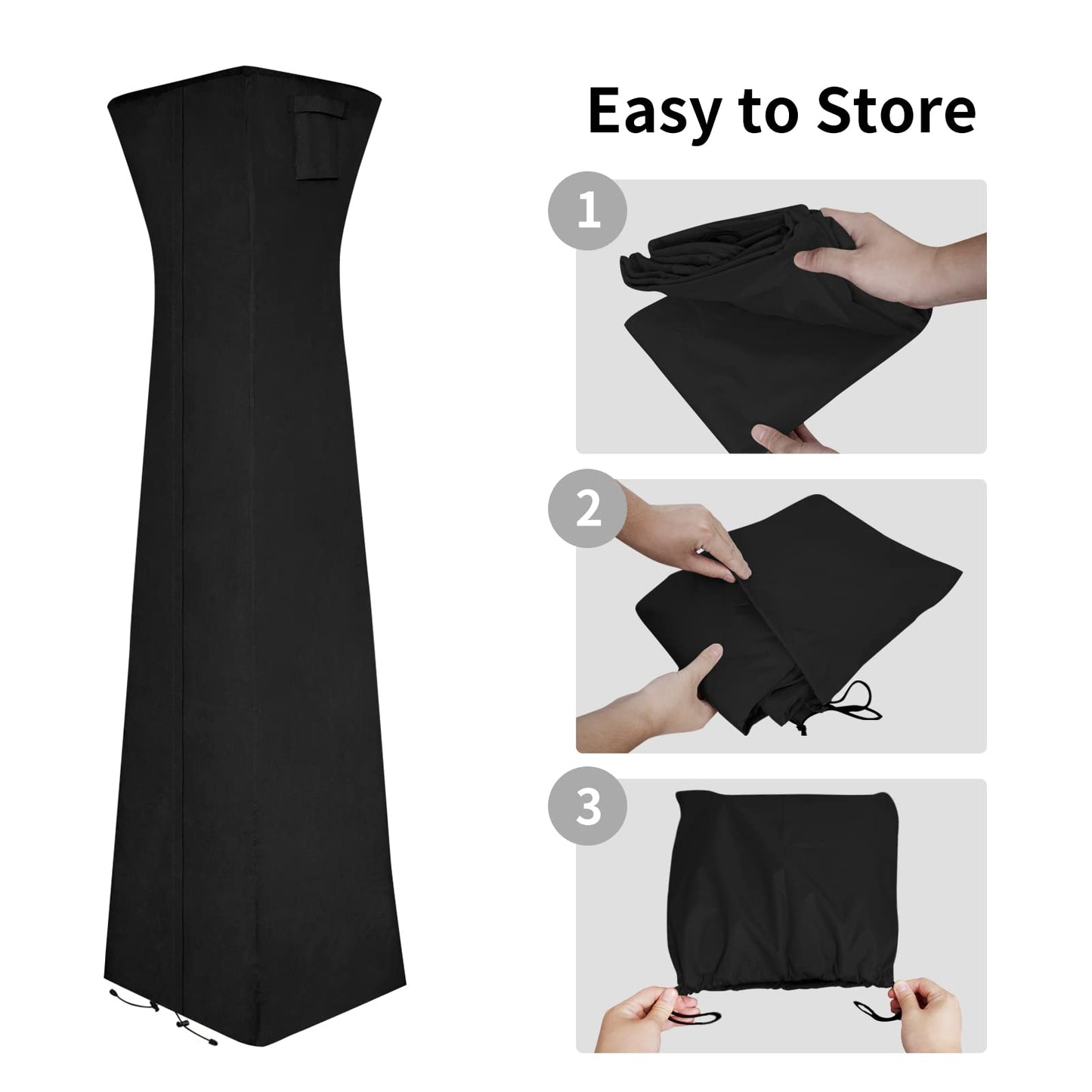 Easy-Going Pyramid Torch Patio Heater Cover, 90"H x 23"L x 23"W, Black