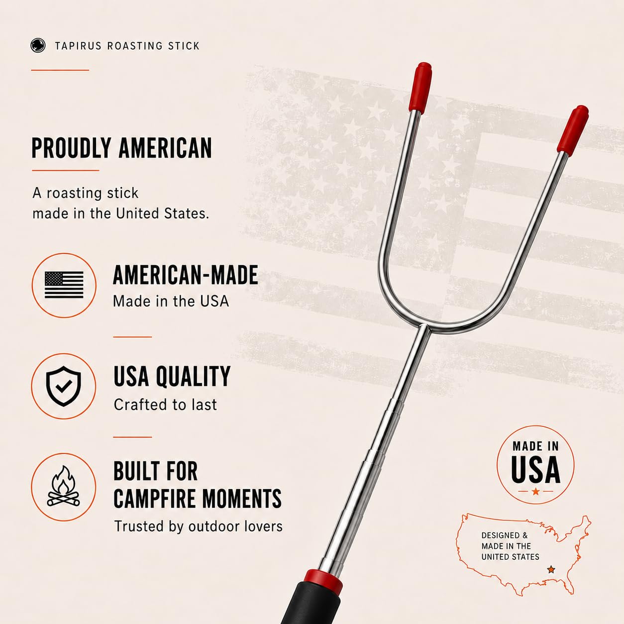 Tapirus Marshmallow Roasting Sticks | Set of 4 Extra Long Retractable Campfire Sticks | Protect Kids with Insulated Handles | Extendable Smore & Hot Dog Skewers | Heavy Duty Metal Camping Accessory