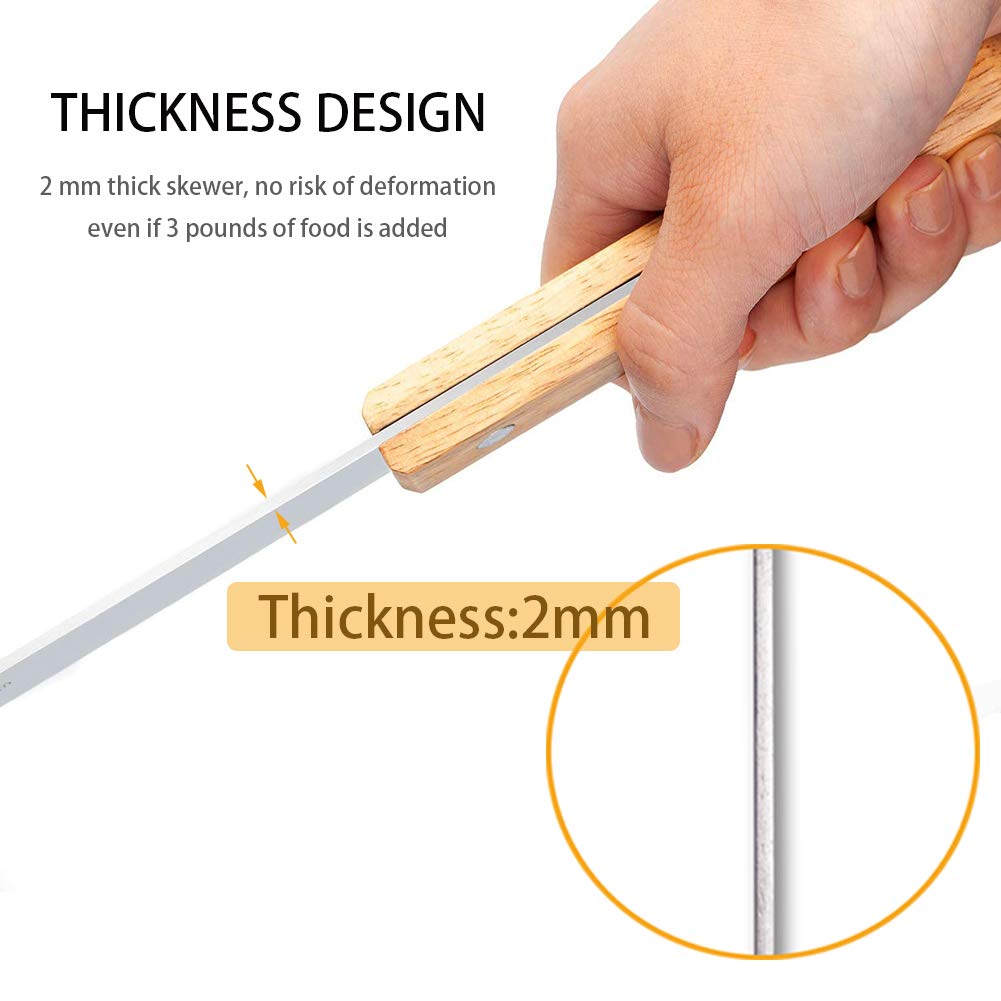 Goutime Kabob Skewers 23 Inch Long,1 Inch Wide Stainless Steel Grilling BBQ Skewer with Wood Handle for Making Koubideh Persian Brazilian Chicken Shrimp Kebab,Set of 7 with Bag
