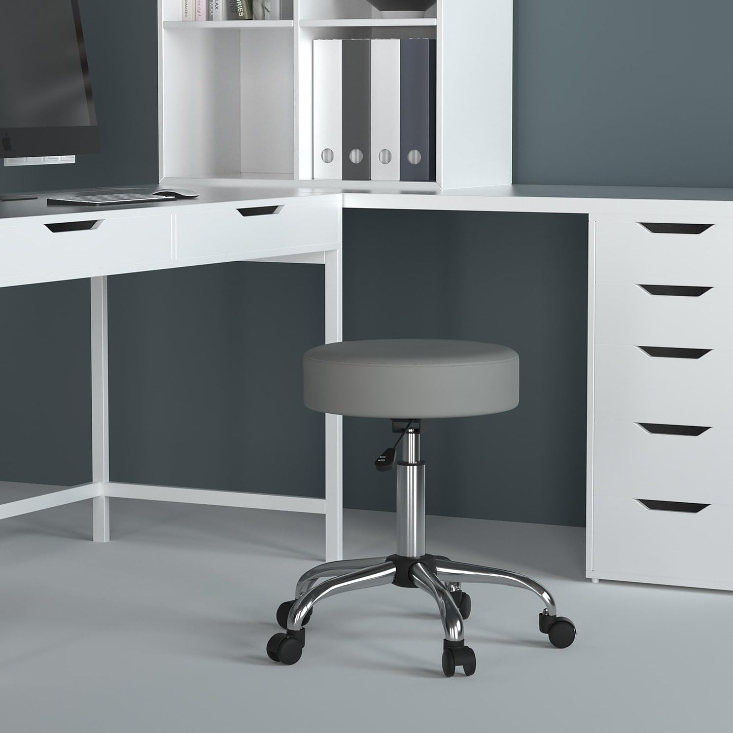 Boss Office Products Adjustable Upholstered Medical Stool in Grey (B240-GY)