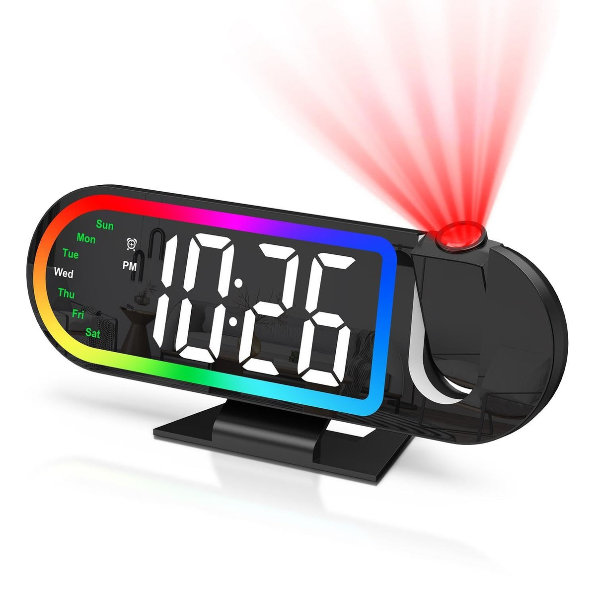 AMIR Projection Alarm Clock for Bedroom Ceiling with 17-Color Ambient Light