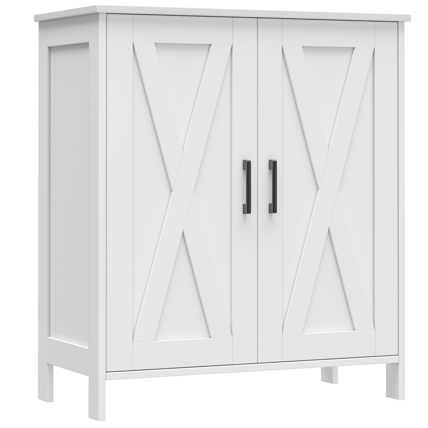 Homleke Farmhouse Shoe Cabinet with 2 Barn Doors & Wood Legs