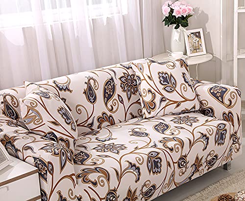 HOOBUY Printed Sofa Cover Stretch Couch Covers Patterned Loveseat Slipcovers for 2 Seater Cushion Couch Love Seat Set QMT (2 Seater/Loveseat)