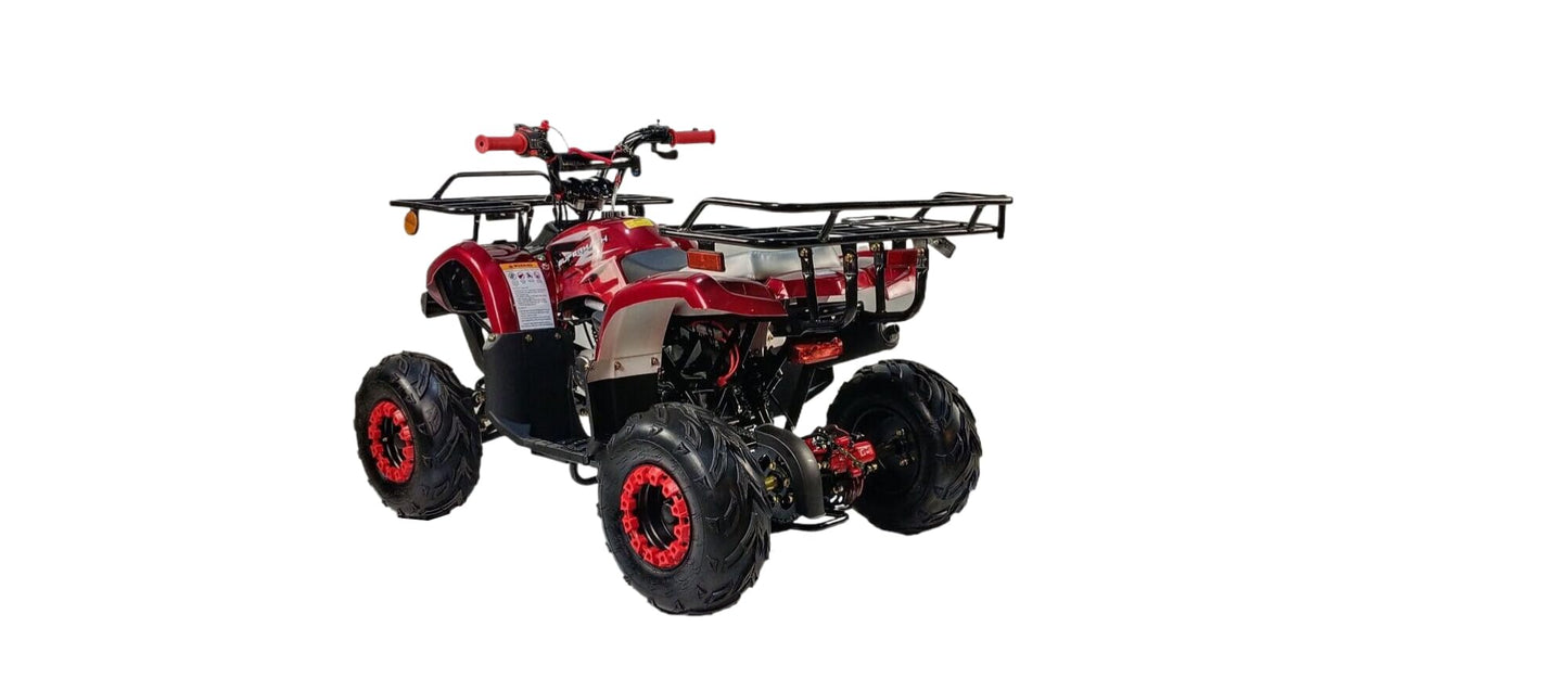 HHH 125cc ATV Quad 125cc ATV with Reverse, LED Lights, Big Wide Tires with Matching Rims 4 Wheeler for Youth and Children (Red Color)