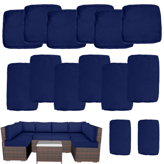 Actualaction Outdoor Cushions Covers for Patio Furniture, Patio Cushion Covers Replacement with Zipper, Outdoor Cushion Covers Waterproof & Fade Resistant,14 Pieces (Navy Blue, 25.6x25.6x4inch)