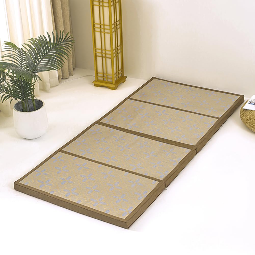 Lyfreen Quad-Fold Memory Foam Mattress 1.97" Thick with Removable Cover, Portable Floor Mat Foldable Mattress for Travel & Guests, 75"x25"x1.97" Small Single Bed Topper (Blue)
