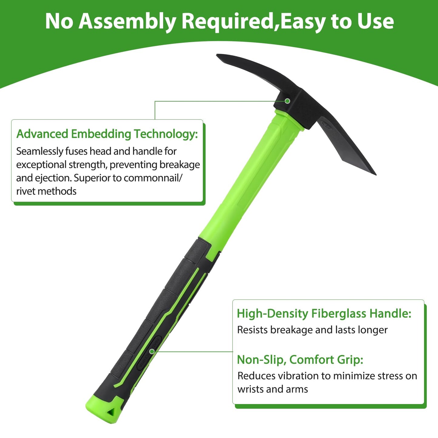 NAUKII 15inch Gardening Pick Durable and Comfortable Handle Garden Tool for Flower Work