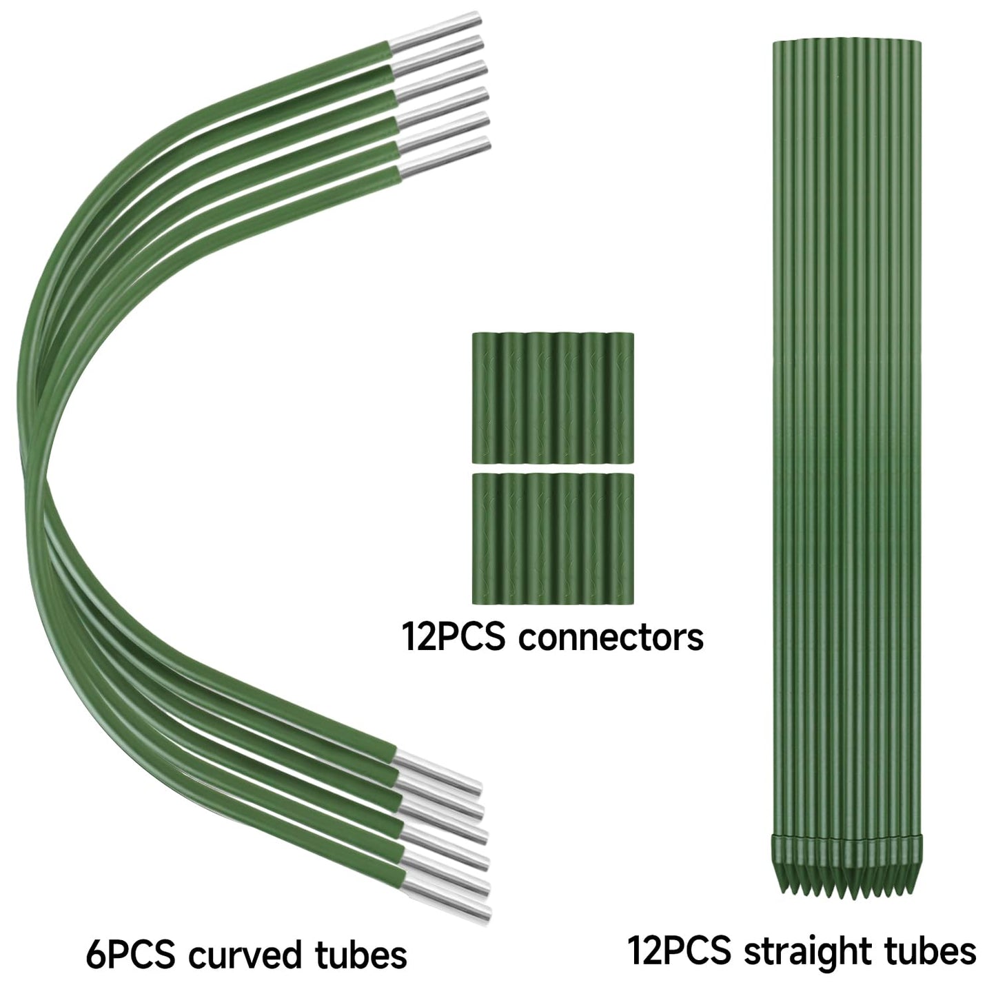 FOTMISHU 6Pcs Greenhouse Hoops, 23.6" x 25.6" Garden Hoops Rust-Free Grow Tunnel 4.9ft Long Steel with Plastic Coated Support Hoops Frame for Garden Fabric, Plant Support Garden Stakes