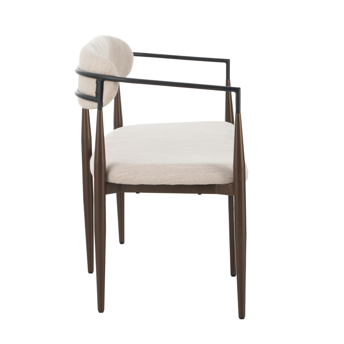 Christopher Knight Home Names Modern Metal Loveseat, Living Room Fabric Upholstered Settee, Curved Open Backrest 2-Seater Sofa, Cozy Couch for Bedroom, Apartment, Home Office, Black+Coffee+Beige
