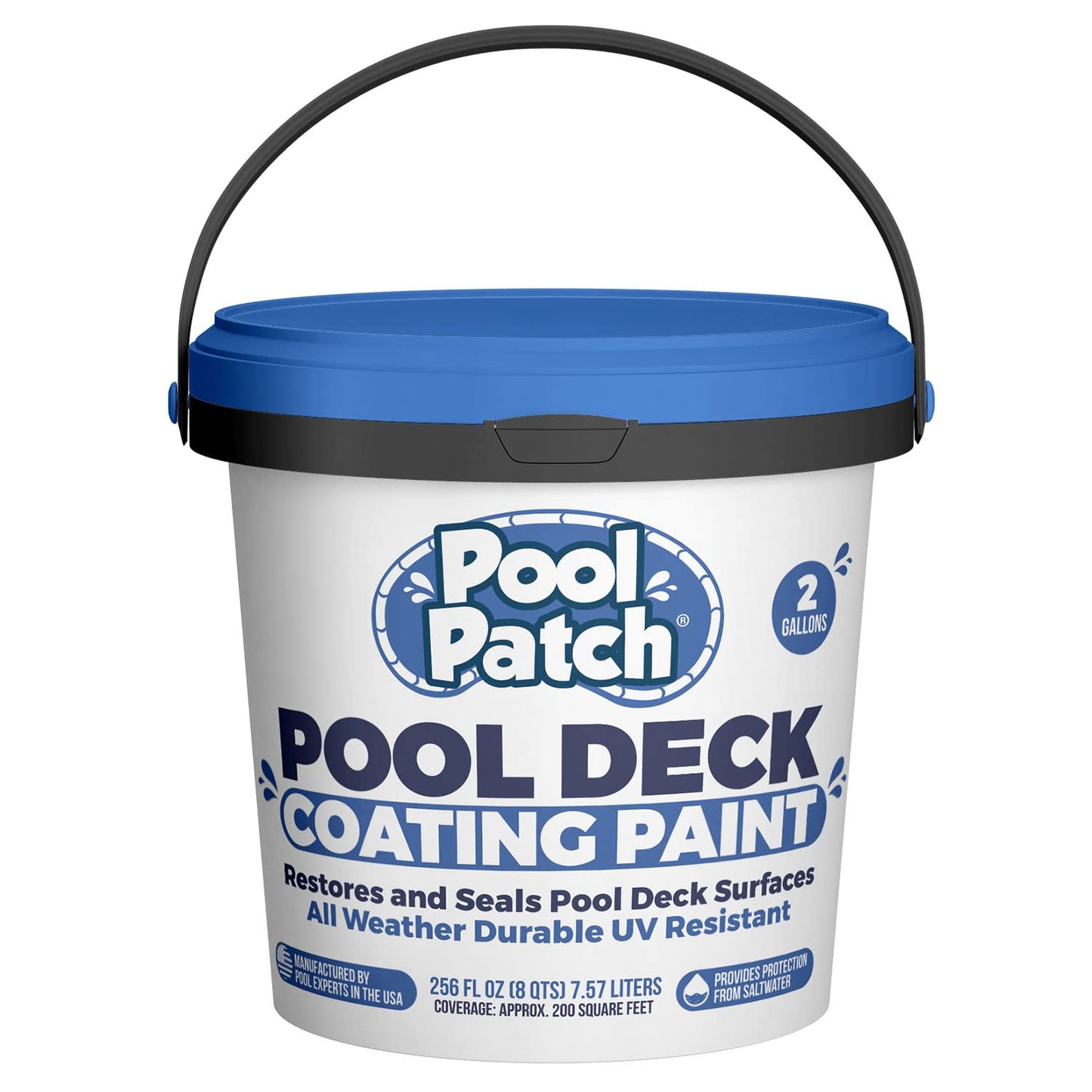 Pool Patch Pool Deck Paint Coating 2 Gallon - UV Resistant Cool Coating for Pool Decks - Roll or Spray Concrete Paint That Restores, Repairs, and Seals Cool Deck Surfaces - Covers 200 SF of Decking