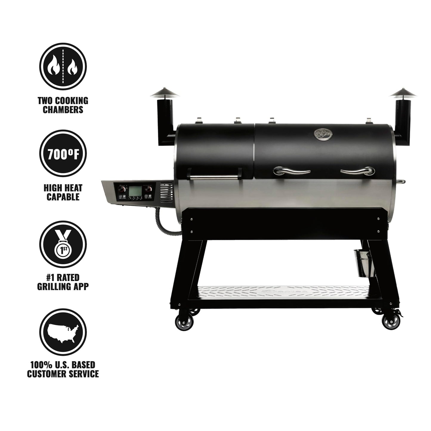 recteq DualFire 1200 Wood Pellet Smoker Grill, Wi-Fi Electric Pellet Grills, Dual Chambers for Hot and Fast + Low and Slow Cooking | DualFire 1200 + Grill Cover Bundle