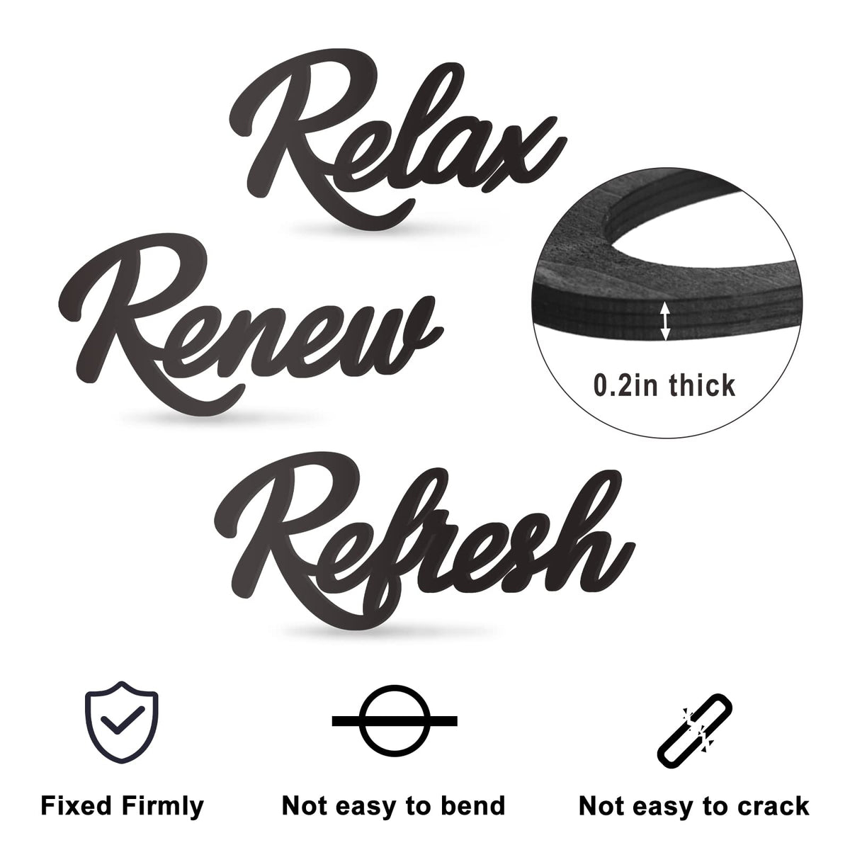 KOYILTD 3 Pieces Bathroom Decor Black Bathroom Wall Art Relax Renew Refresh